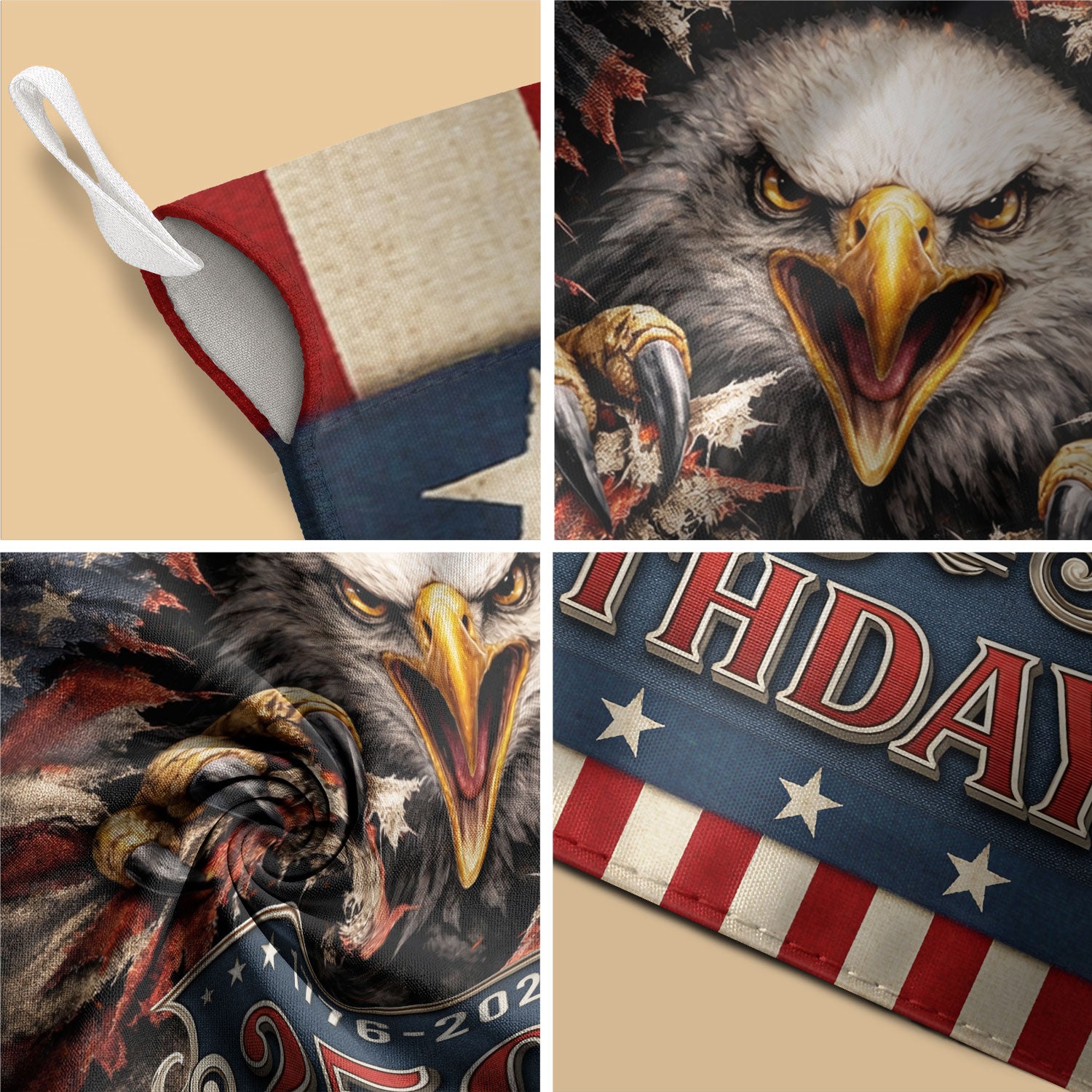 USA 250th Birthday Garden Flag - Patriotic Eagle Ripped Flag Outdoor Decor 1776-2026 - Rust Field Wear