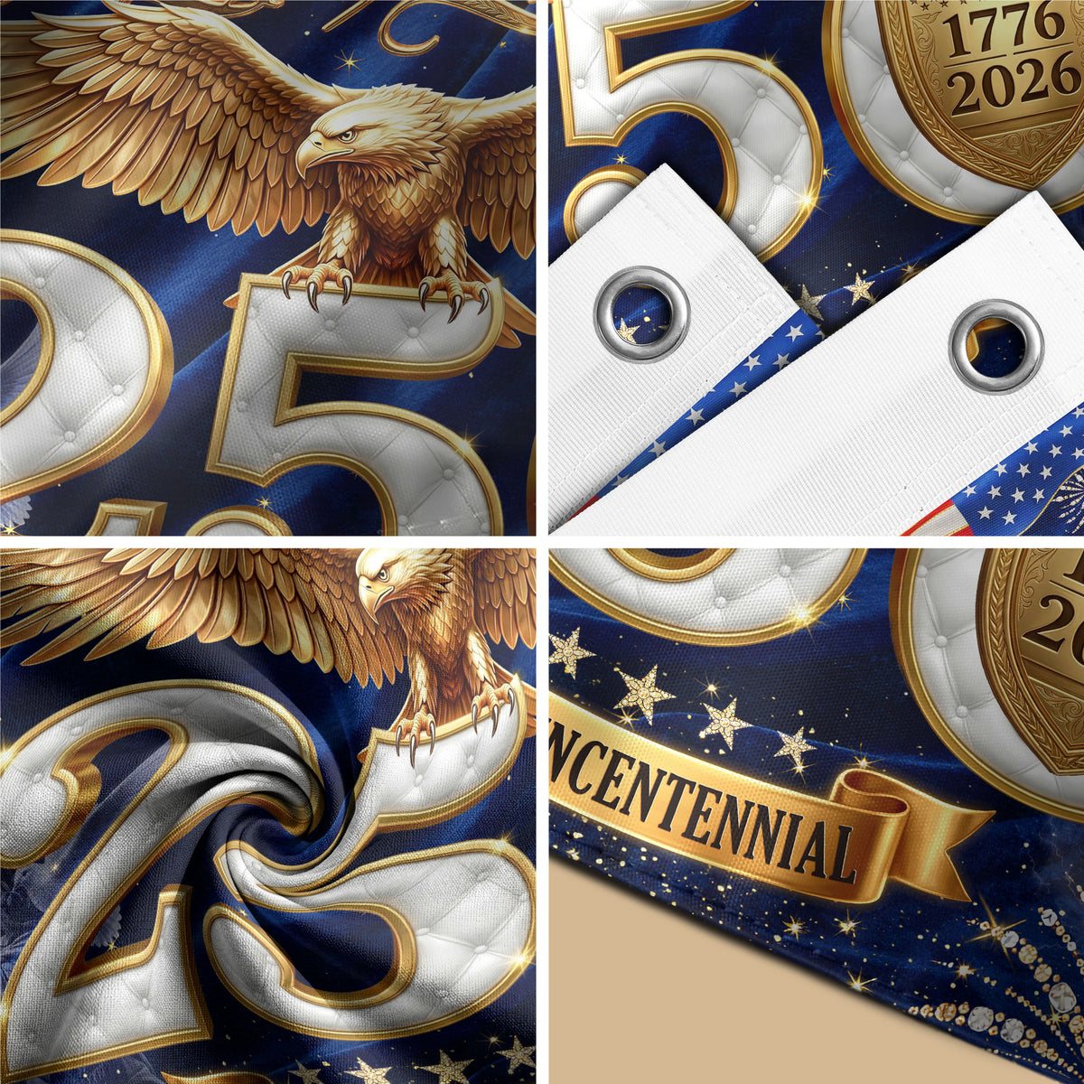 We The People Gold Eagle Liberty Patriotic American Flag US 1776 2026 Celebration 3x5ft - Rust Field Wear