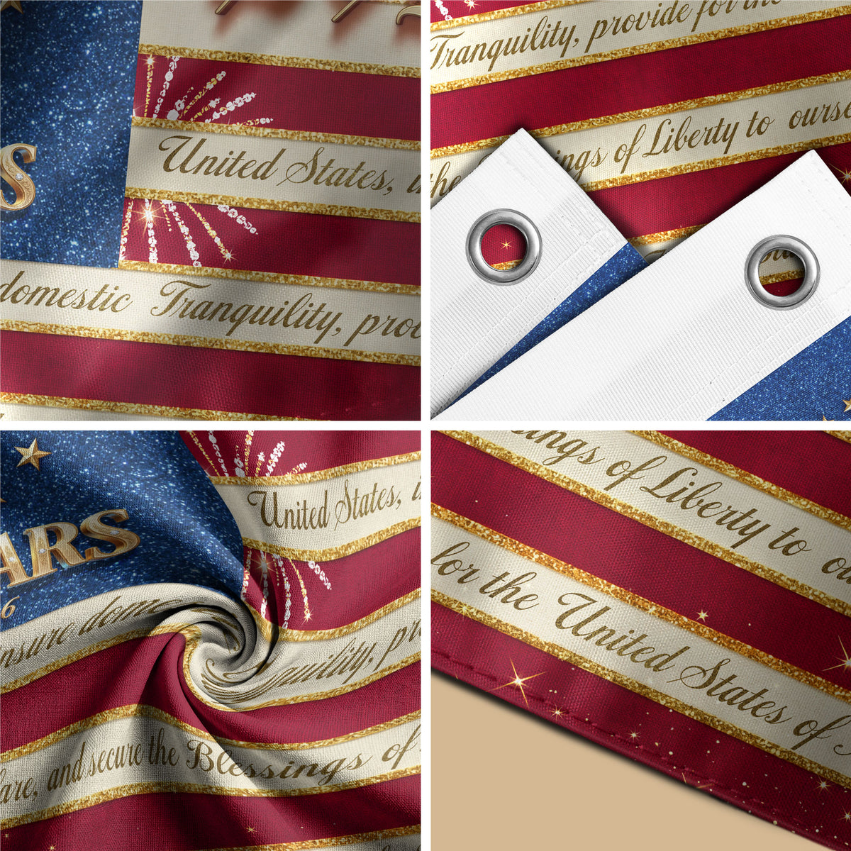 250 Years United States Flag - We The People Patriotic Home Banner 1776-2026 - Rust Field Wear