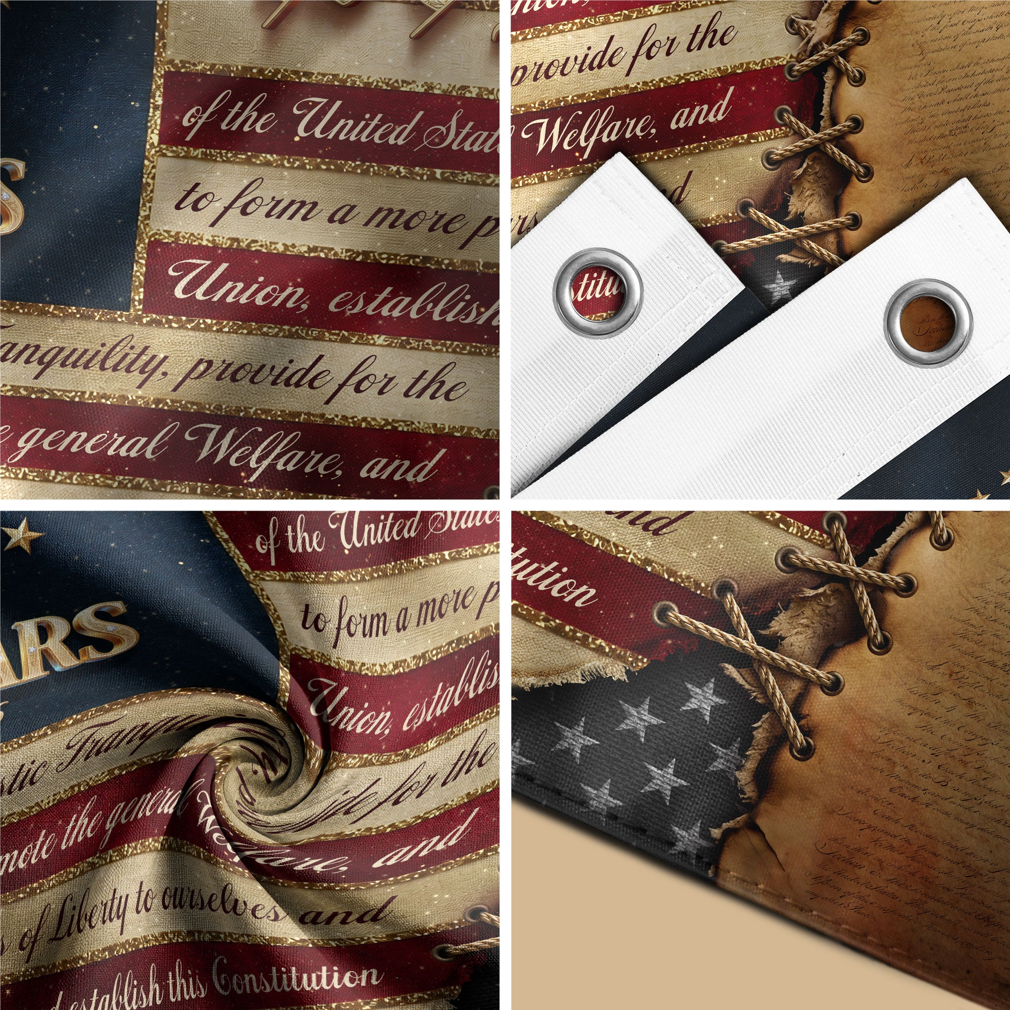 250 Years 1776-2026 Flag We The People Preamble Constitution Lady Justice Patriotic Banner - Rust Field Wear