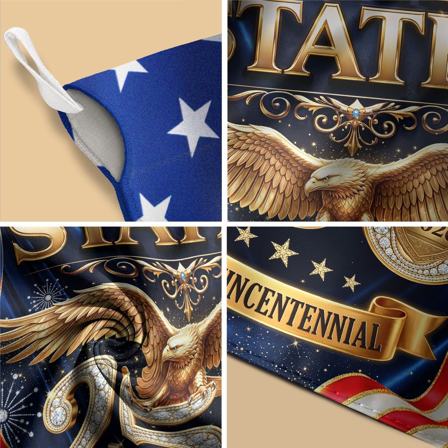 250th Anniversary United States House Flag - Luxury Gold Patriotic Home Banner Decor - Rust Field Wear