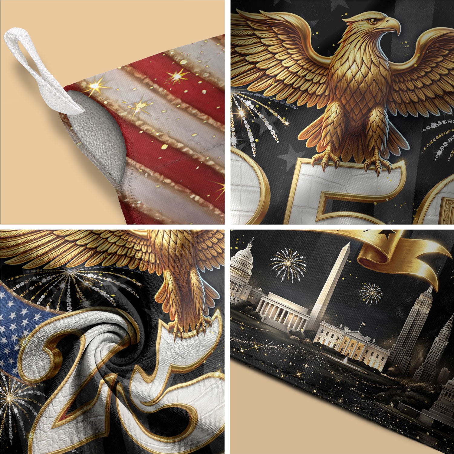 250th Anniversary United States House Flag - We The People Patriotic Eagle Banner - Rust Field Wear