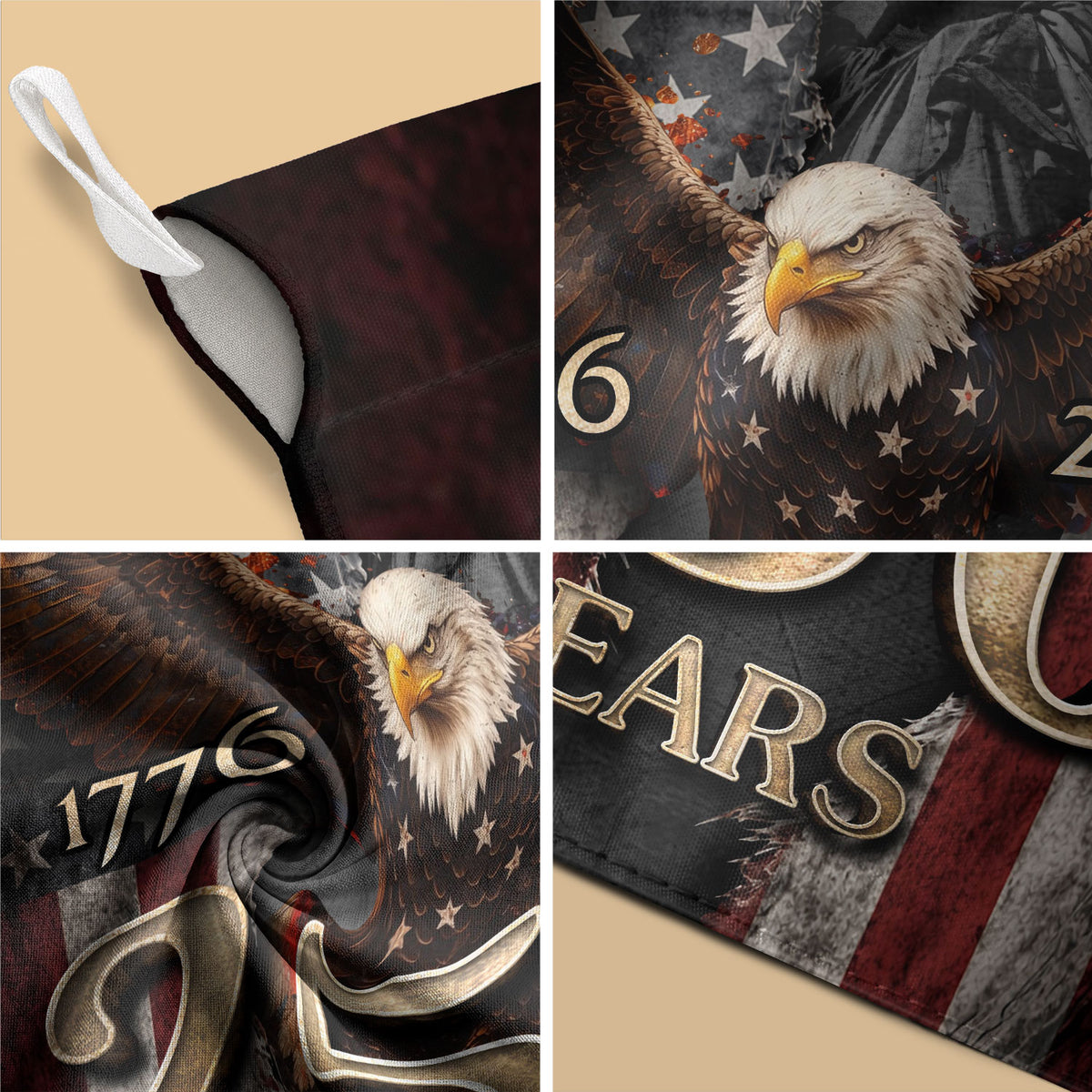 1776-2026 U.S. 250th Anniversary We The People House Flag Bald Eagle Statue of Liberty - Rust Field Wear