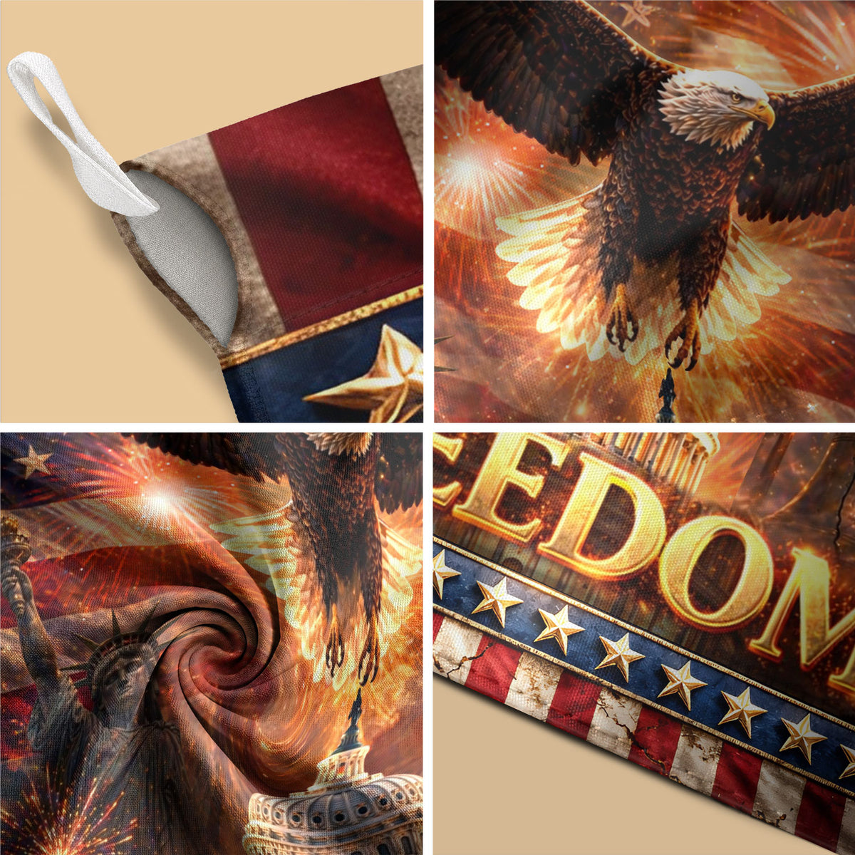 250 Years of Freedom House Flag 1776-2026 Patriotic Eagle Capitol Liberty Bell - Rust Field Wear