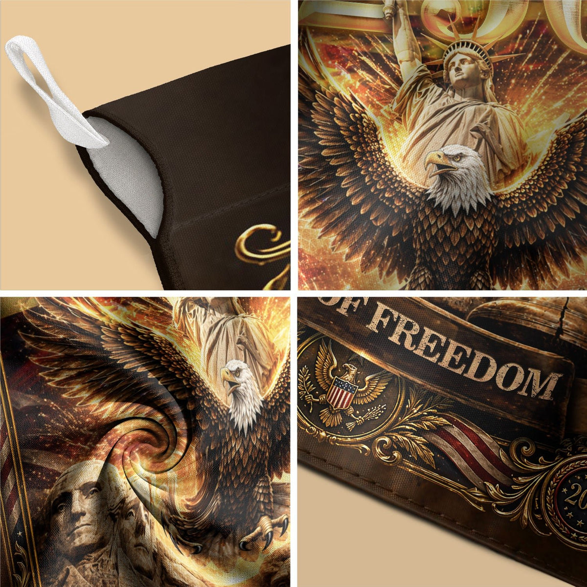 250 Years of Freedom House Flag 1776-2026 Patriotic Statue of Liberty Eagle - Rust Field Wear