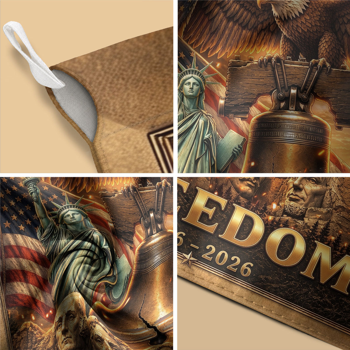 250th Anniversary Garden Flag - United States 1776-2026 Historic Icons Yard Decor - Rust Field Wear