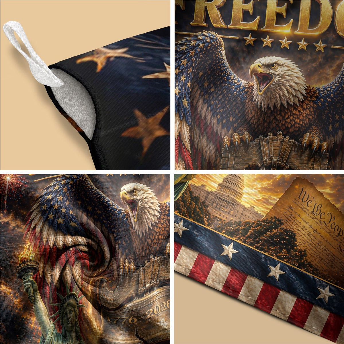 United States 250th Anniversary House Flag - Cinematic Liberty & Capitol Patriotic Banner - Rust Field Wear
