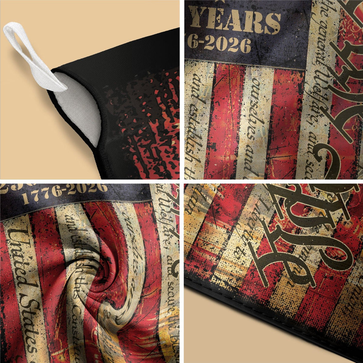 United States 250 Years House Flag - We The People Patriotic Large Home Banner 1776-2026 - Rust Field Wear
