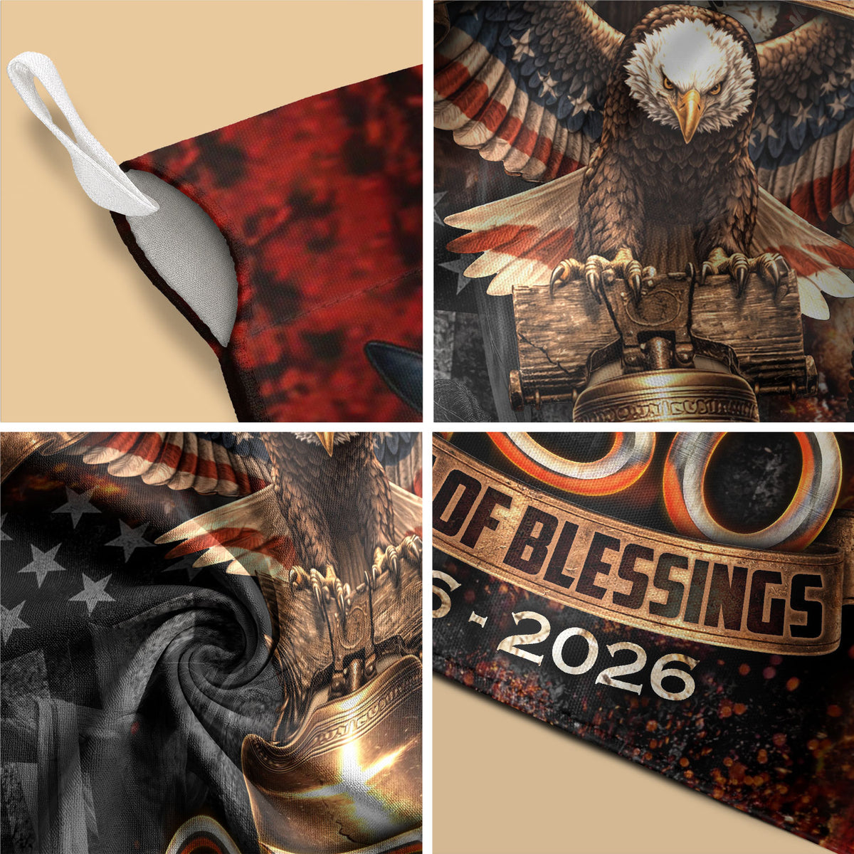 250th Anniversary House Flag One Nation Under God Eagle Patriotic Banner 1776-2026 - Rust Field Wear