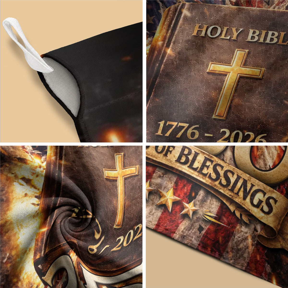 250 Years of Blessings House Flag 1776-2026 One Nation Under God Christian Decor - Rust Field Wear