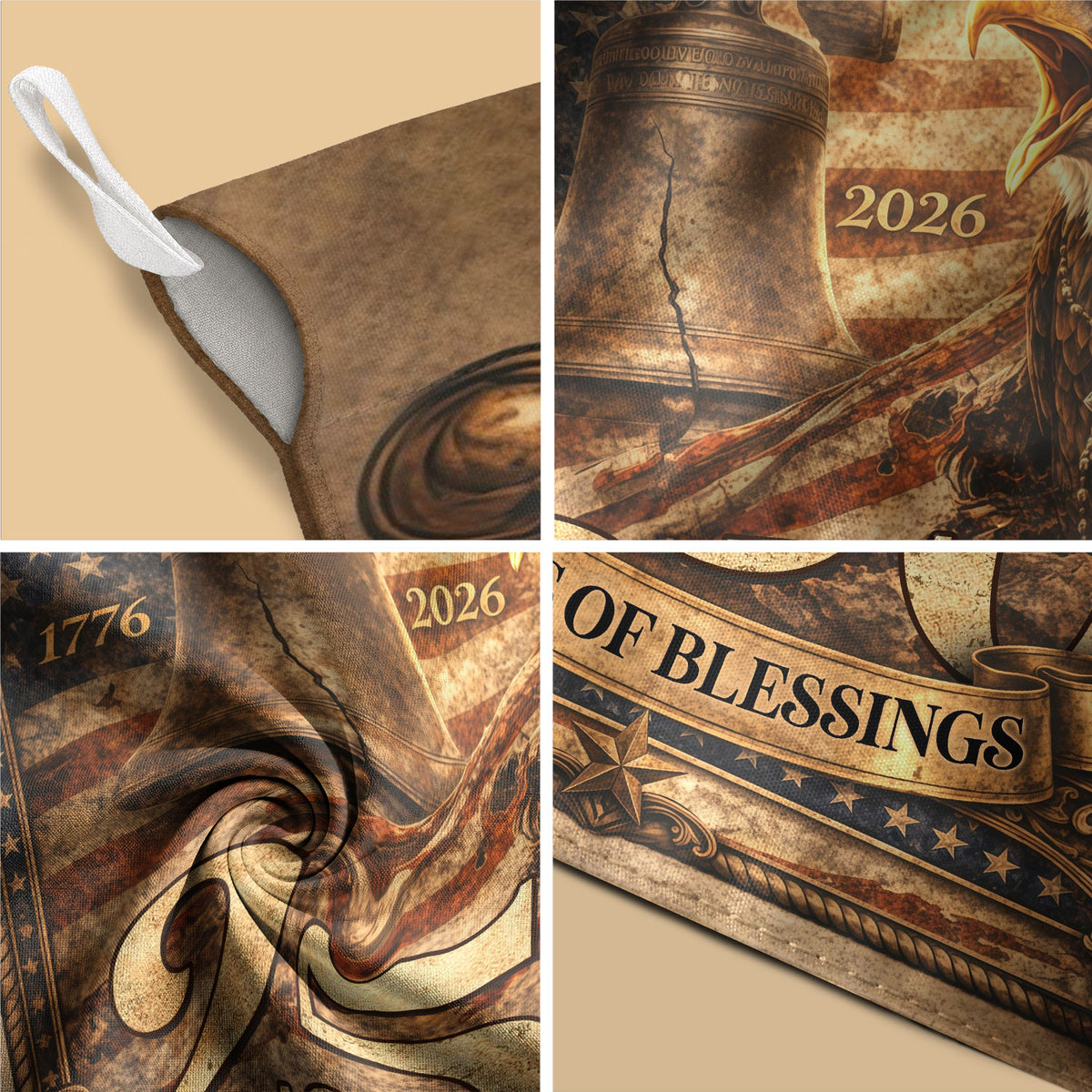 1776-2026 Anniversary Garden Flag 250 Years of Blessings One Nation Under God Eagle - Rust Field Wear