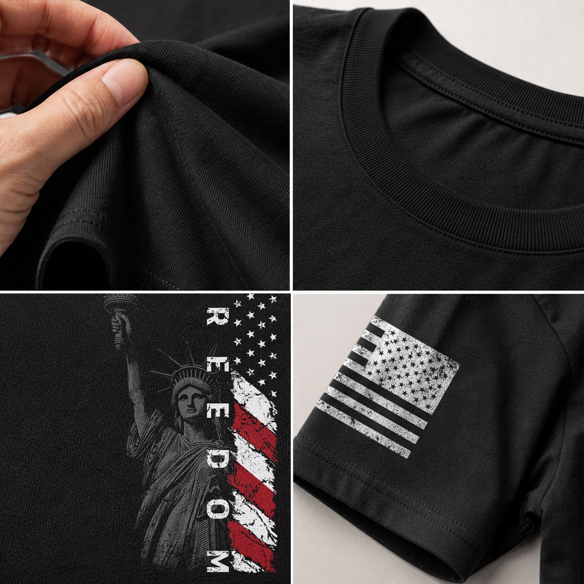 Freedom Shirts for Men, Freedom Statue of Liberty American Flag Patriotic USA - Patriotic T Shirts - Rust Field Wear