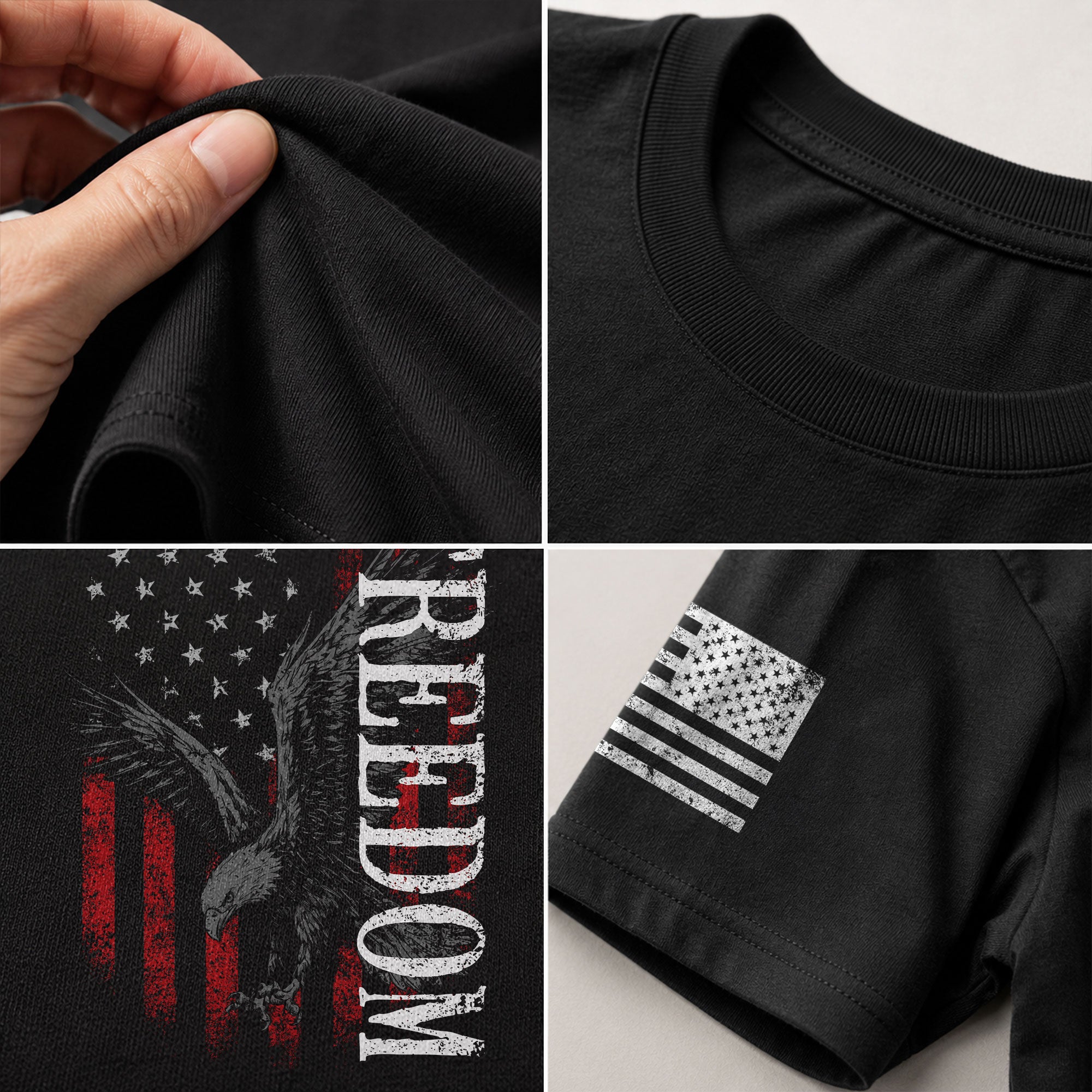 Freedom T Shirt, Freedom Eagle American Flag Patriotic USA Vintage Style - Freedom Shirts for Men - Rust Field Wear