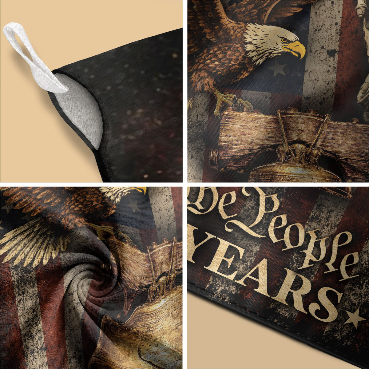 USA 250th Anniversary House Flag - Statue of Liberty & Golden Eagle Patriotic Banner - Rust Field Wear