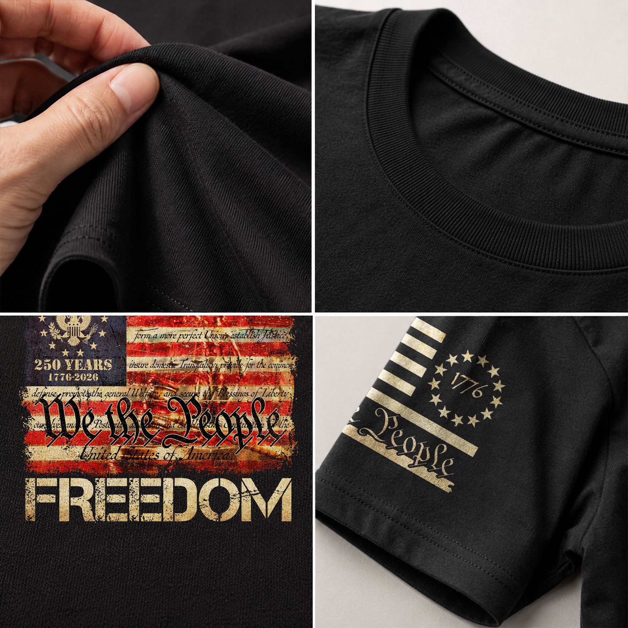 Patriotic T Shirts, Freedom We The People American Flag Constitution Patriotic Eagle - Freedom Shirts for Men - Rust Field Wear