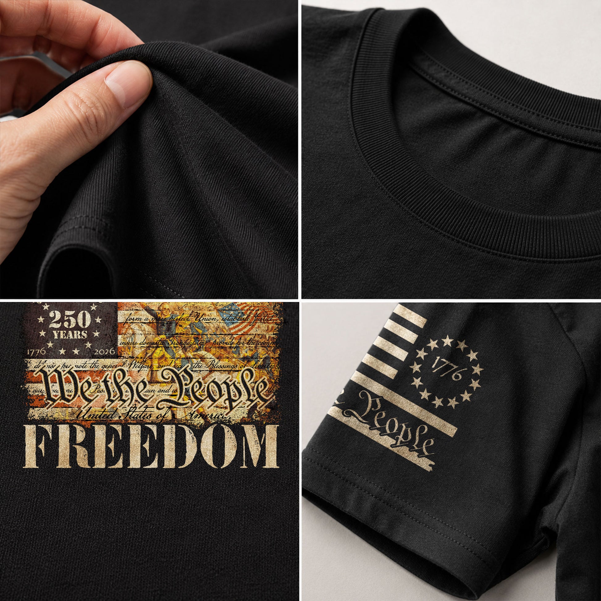 Freedom Shirts for Men, Freedom American Flag Vintage History Patriotic We The People - Patriotic T Shirts - Rust Field Wear