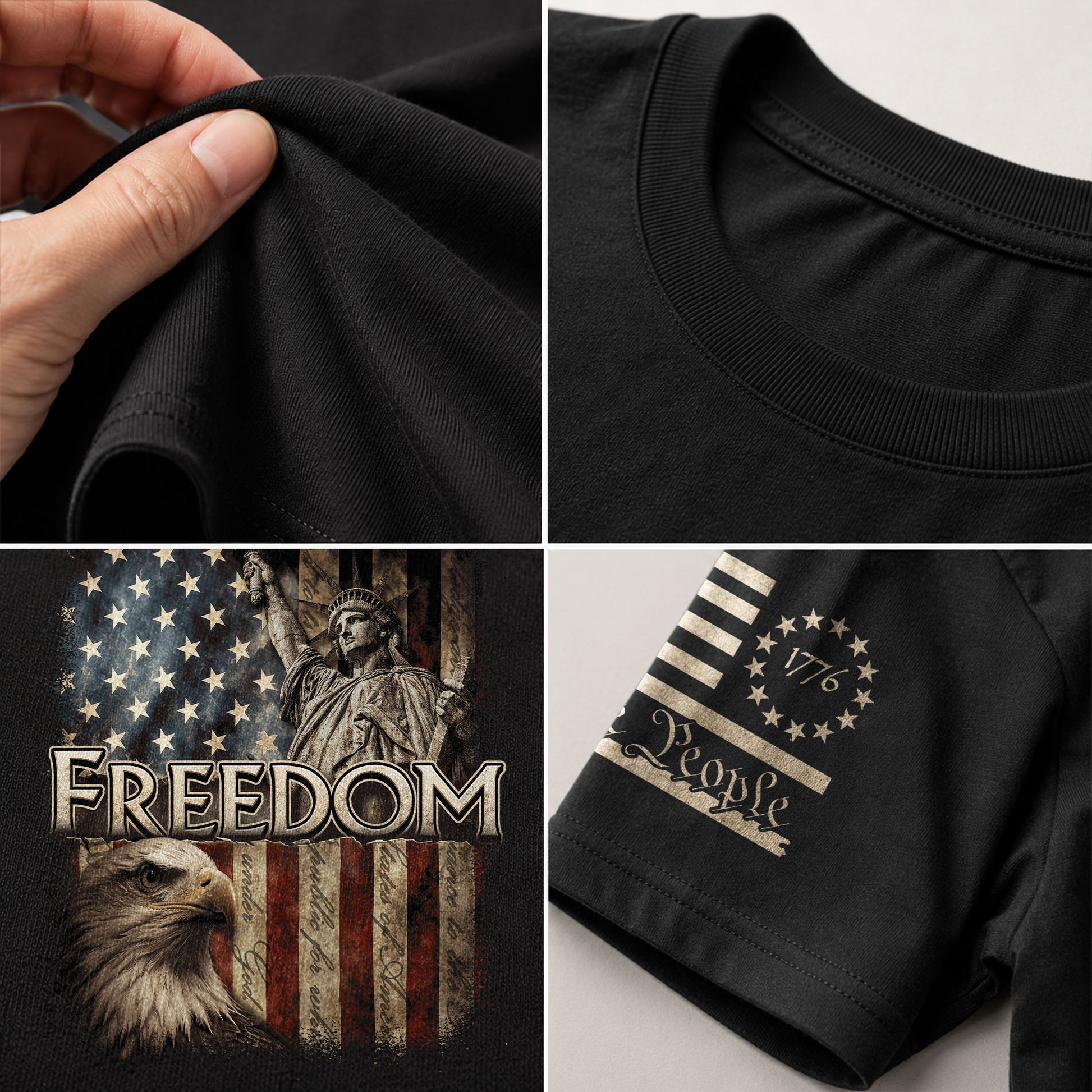 Freedom Statue of Liberty Eagle American Flag Patriotic Pride - Freedom T Shirt, Patriotic Shirts for Men - Rust Field Wear