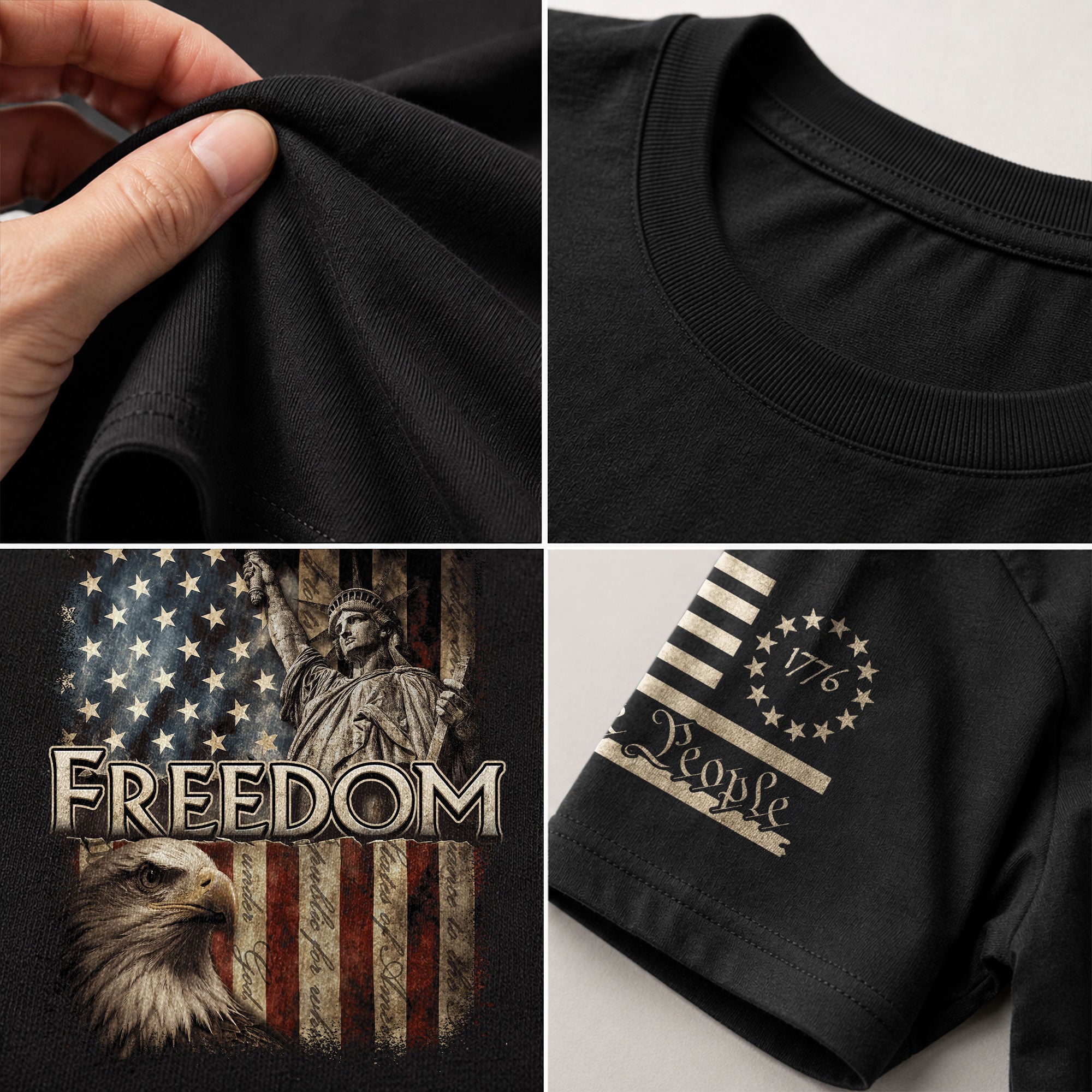 Freedom Statue of Liberty Eagle American Flag Patriotic Pride - Freedom T Shirt, Patriotic Shirts for Men - Rust Field Wear