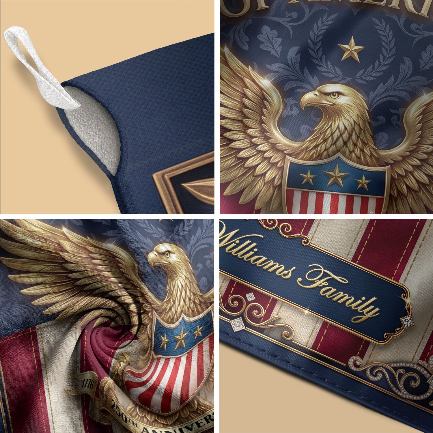Custom Family Name United States of America 250th Anniversary Eagle Garden Flag Banner