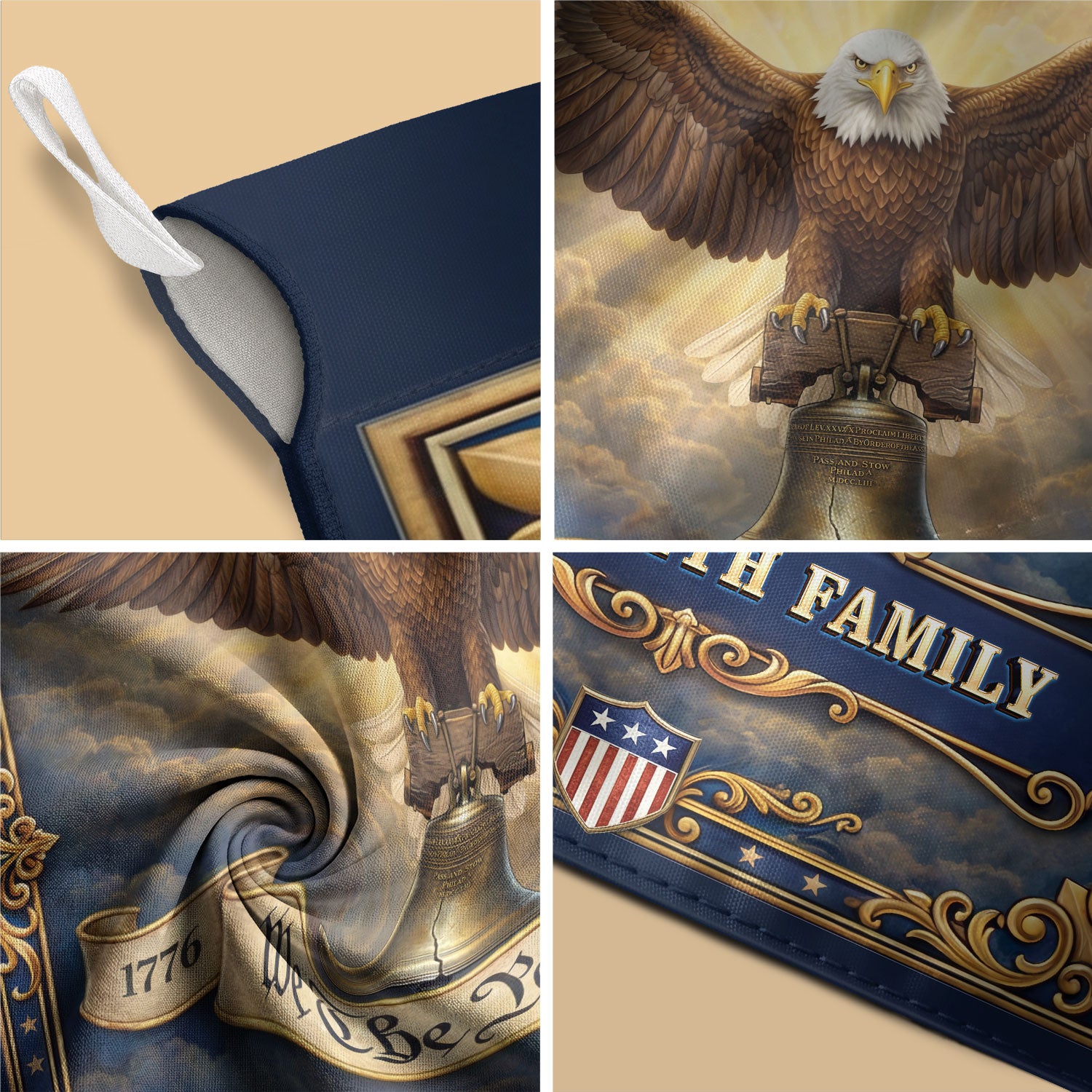 250 Years 1776-2026 Custom Family Name We The People Liberty Bell Patriot Eagle Garden Flag - Rust Field Wear