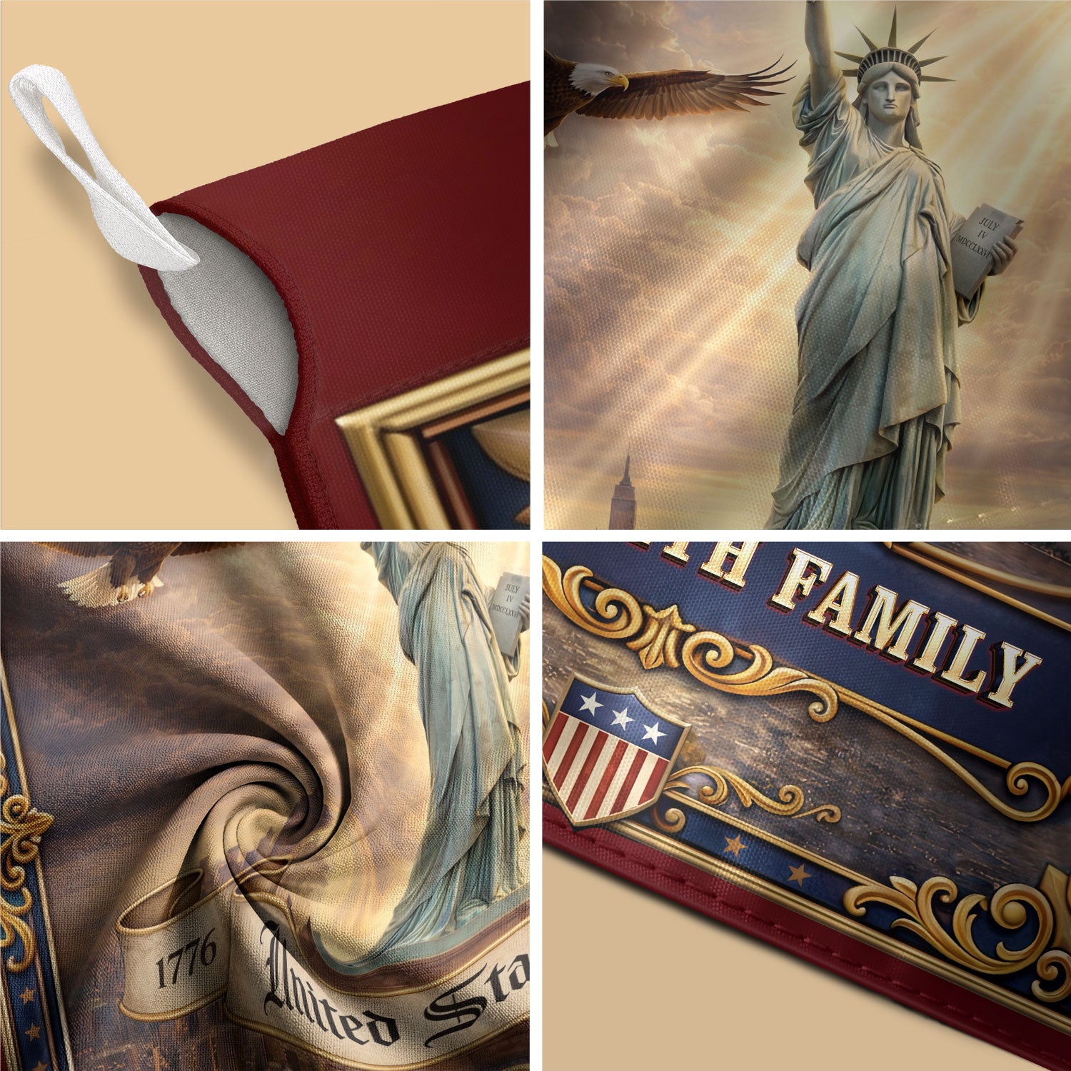 Custom Family Name 250 Years United States Statue of Liberty Patriot Garden Flag - Rust Field Wear