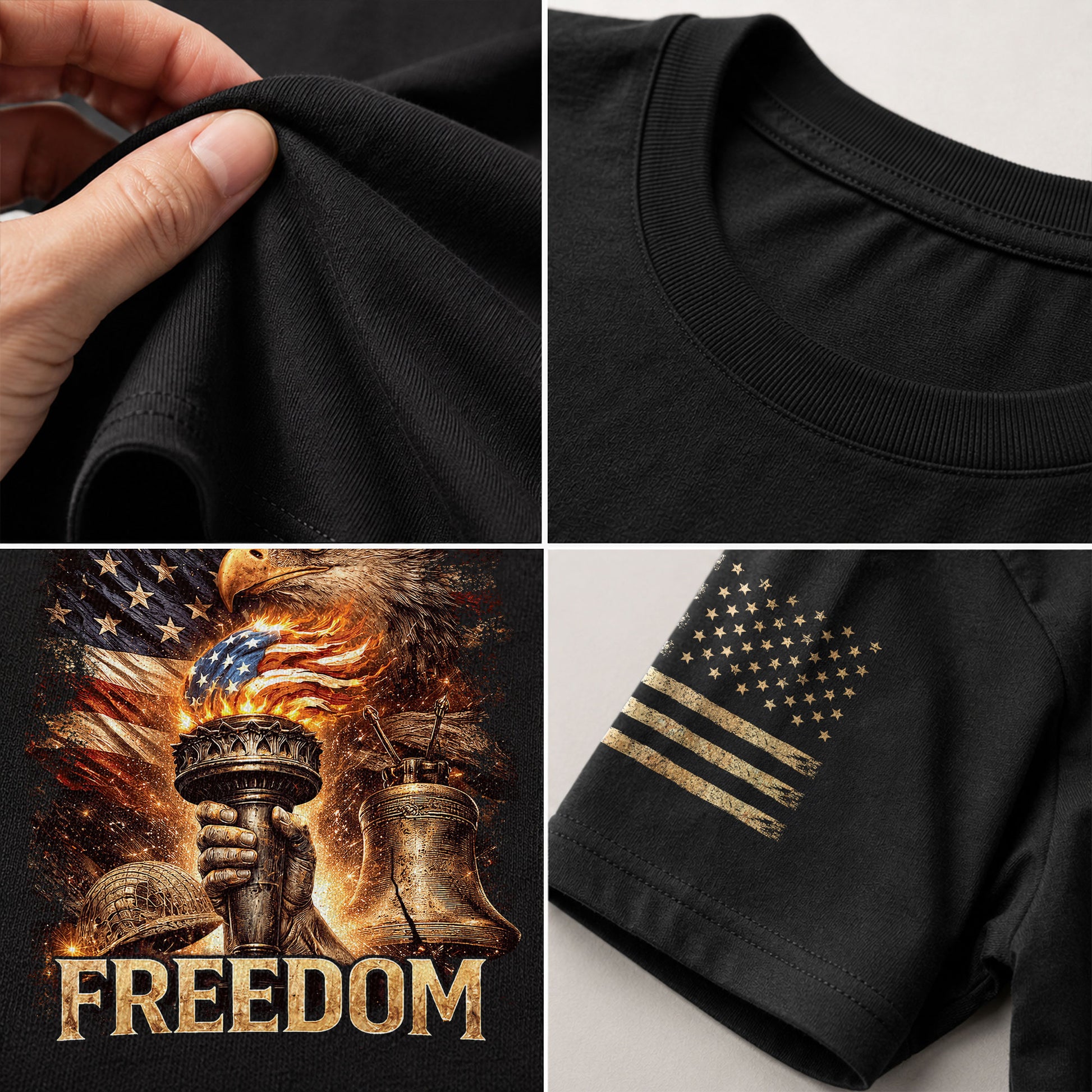 Freedom T Shirt, Freedom Eagle Liberty Torch American Flag Patriotic Vintage - Freedom Shirts for Men - Rust Field Wear