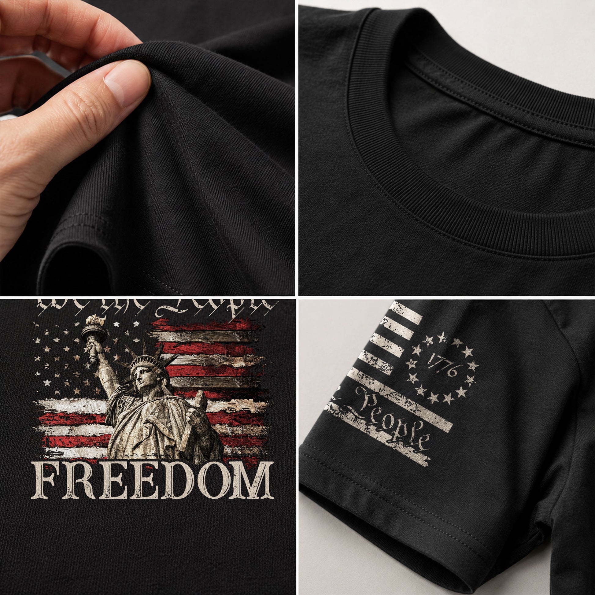 Freedom We The People Statue of Liberty American Flag Patriotic, Patriotic T Shirts - Freedom Shirts for Men - Rust Field Wear