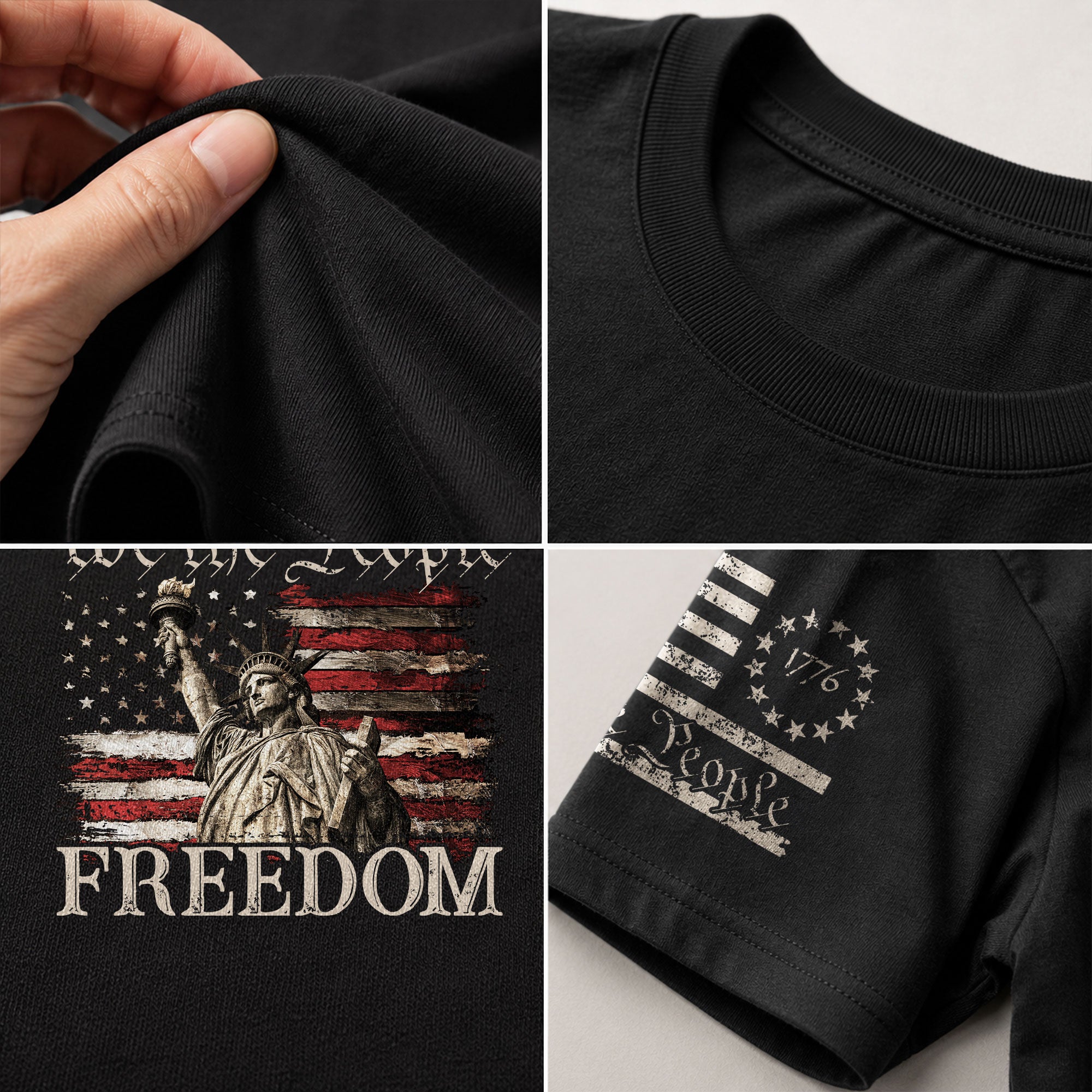Freedom We The People Statue of Liberty American Flag Patriotic, Patriotic T Shirts - Freedom Shirts for Men - Rust Field Wear