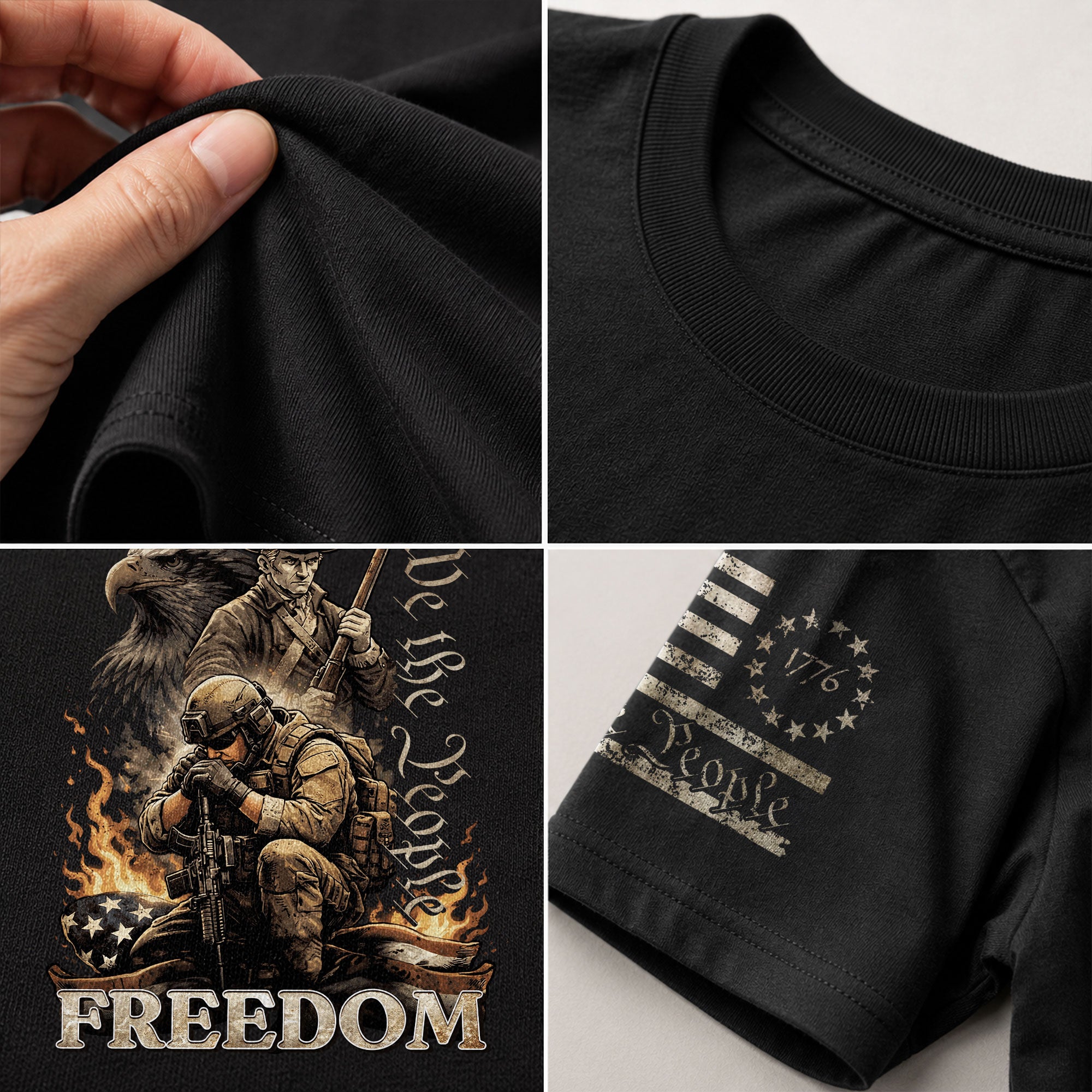 We The People Military Veteran Patriotic Eagle Flag - Freedom Shirts for Men, Patriotic T Shirts - Rust Field Wear