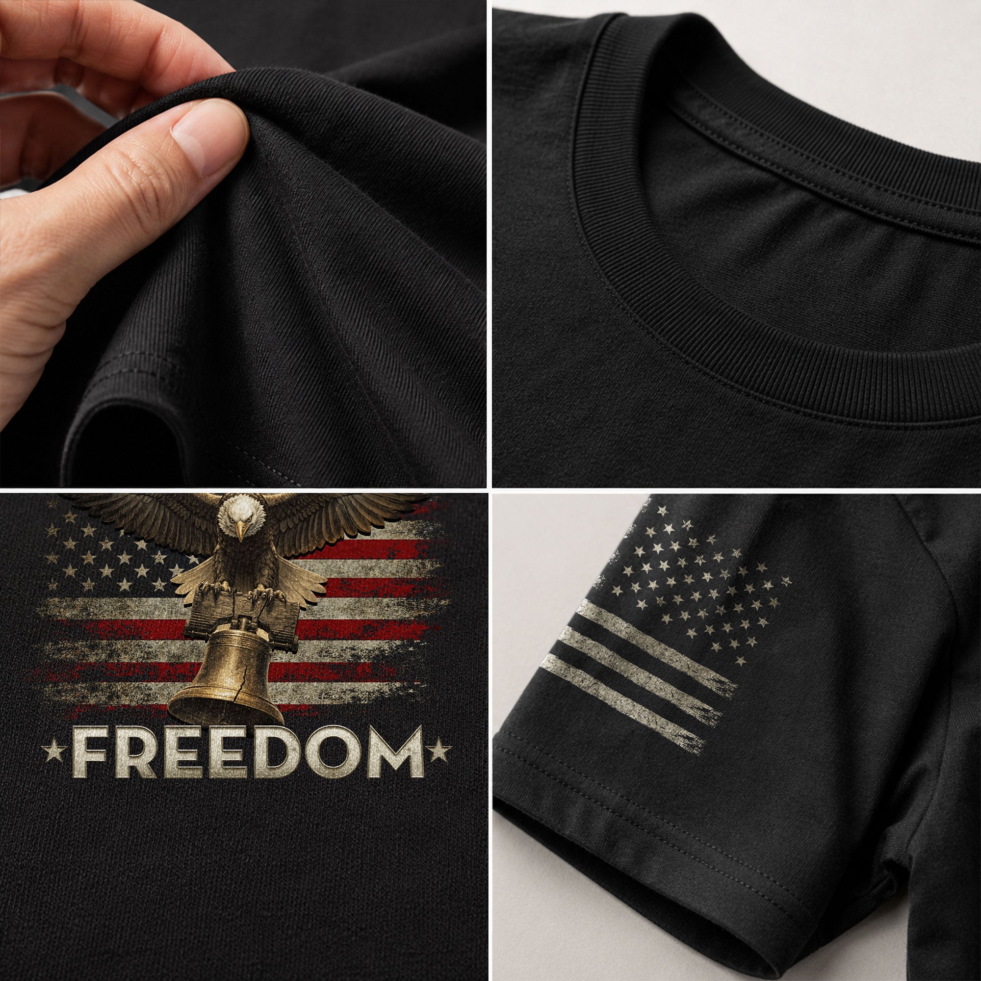 Freedom Shirts for Men, Freedom American Flag Eagle Liberty Bell Patriotic Vintage Pride - Patriotic T Shirts - Rust Field Wear