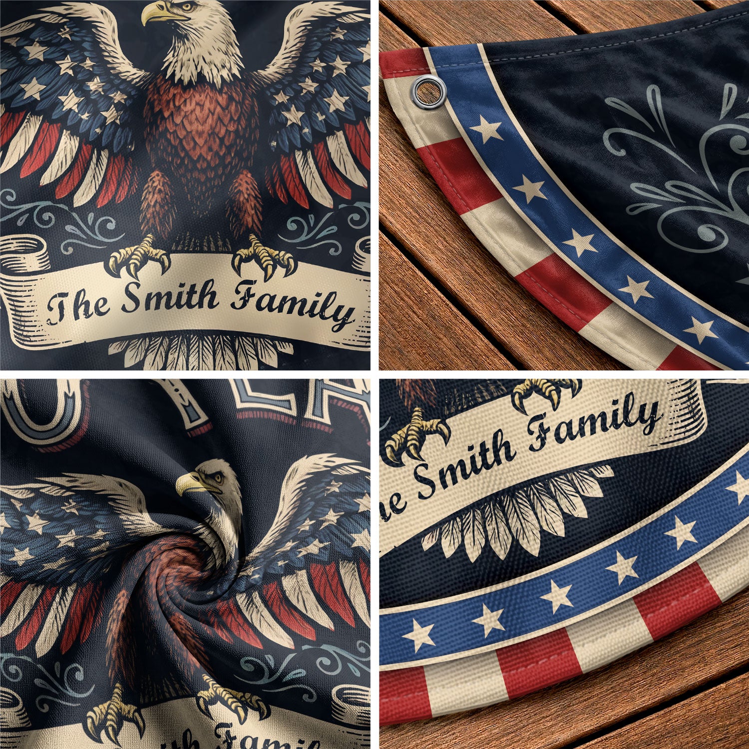 250 Years 1776-2026 Patriotic Fence Flag - Custom Family Name Eagle Outdoor Banner