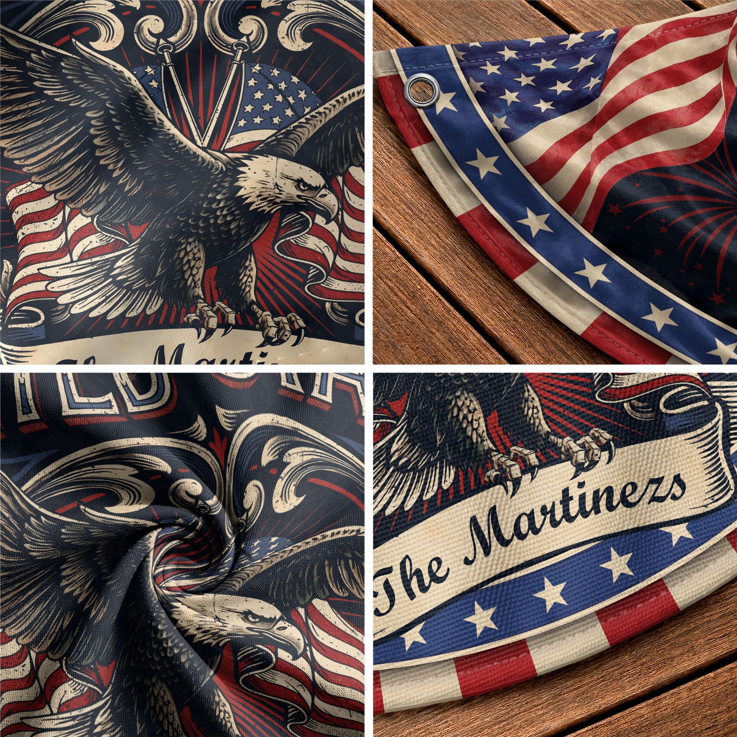 Custom Family Name United States 1776-2026 Patriot Eagle Bunting Fence Flag Banner