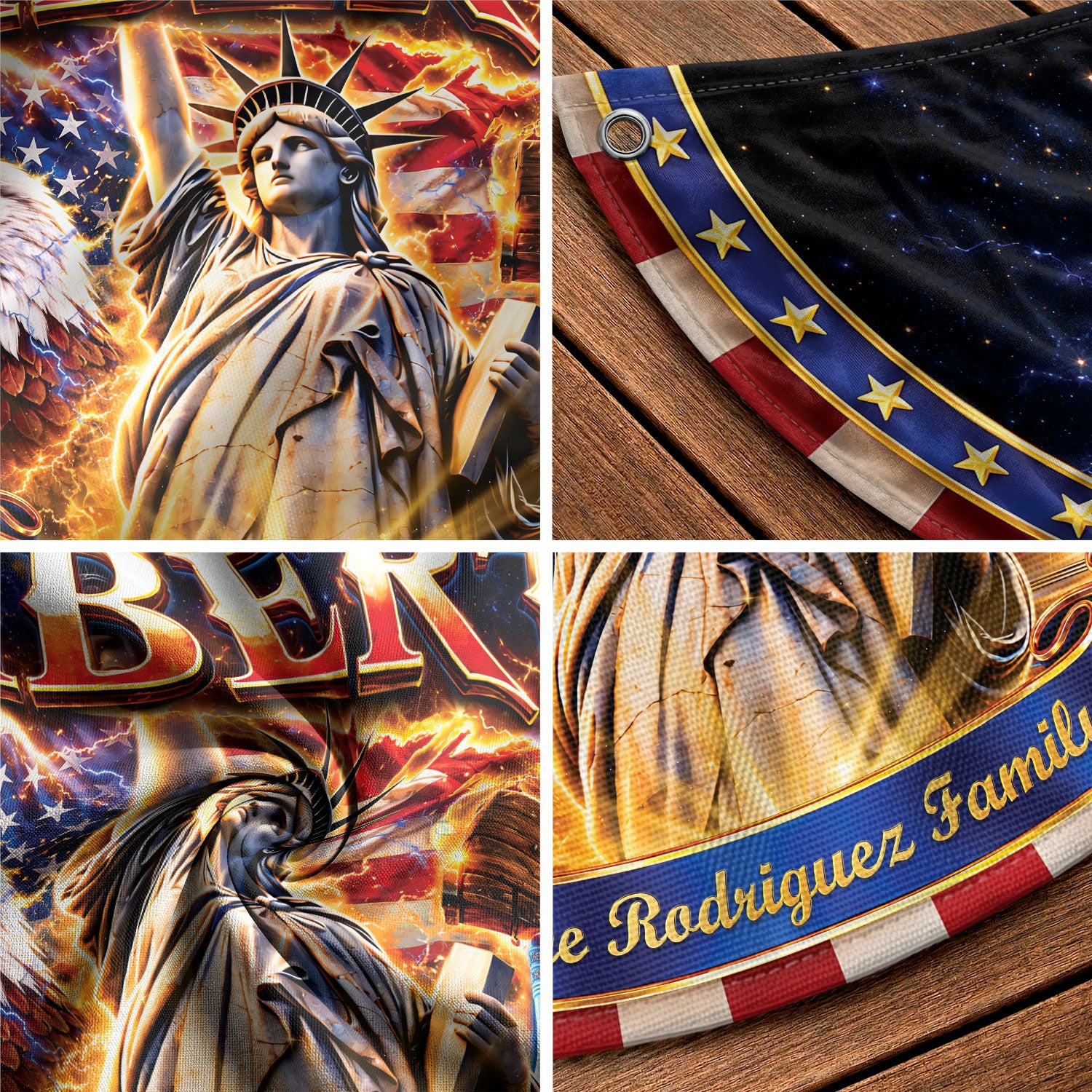 United States 250 Years Custom Family Name Fence Flag - 1776-2026 Patriot Liberty Decor