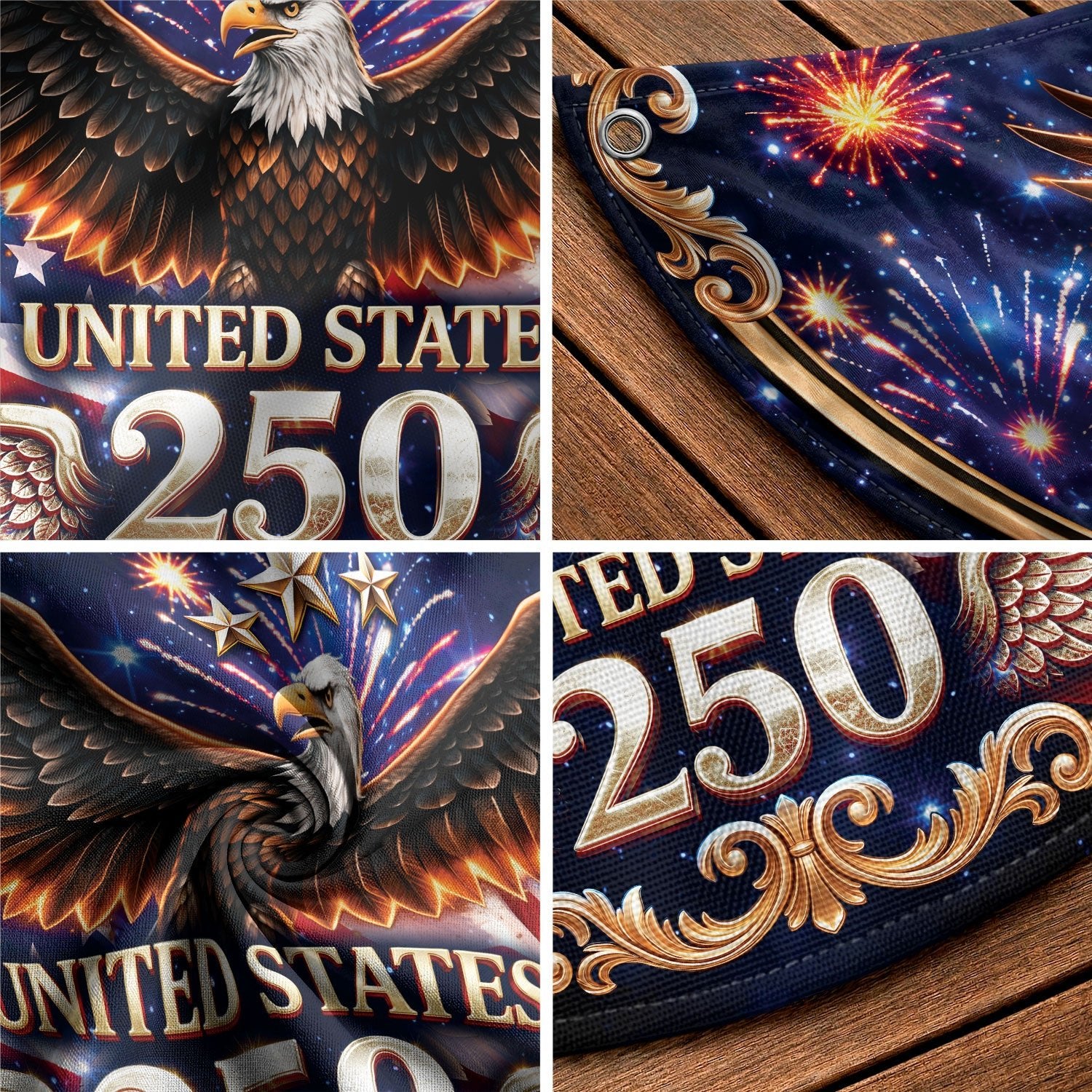 Personalized Family Name 1776-2026 United States Patriot Eagle Statue of Liberty Fence Flag - Rust Field Wear