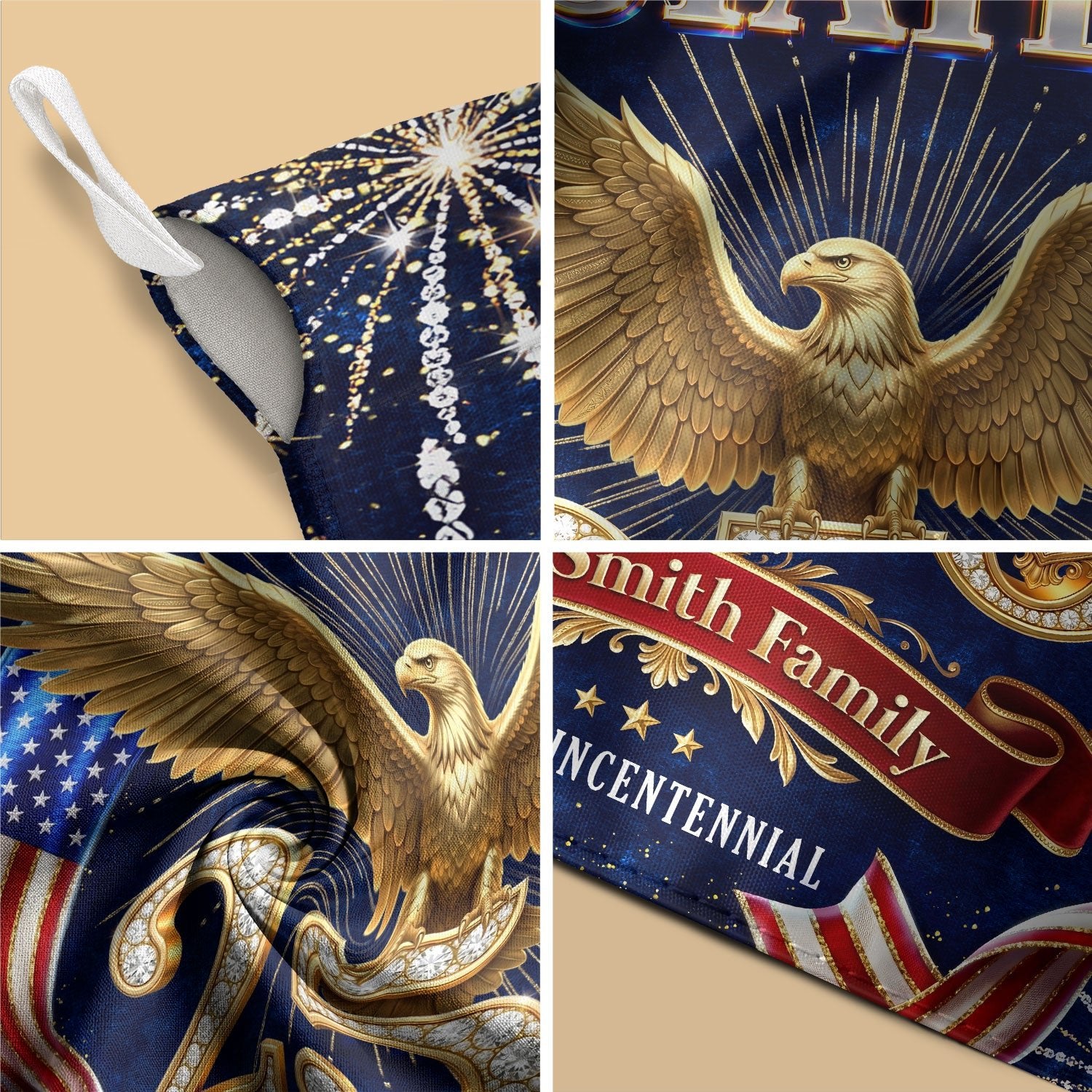 Custom Family Name United States 250 Years Patriot Eagle Garden Flag - 1776-2026 Decor - Rust Field Wear