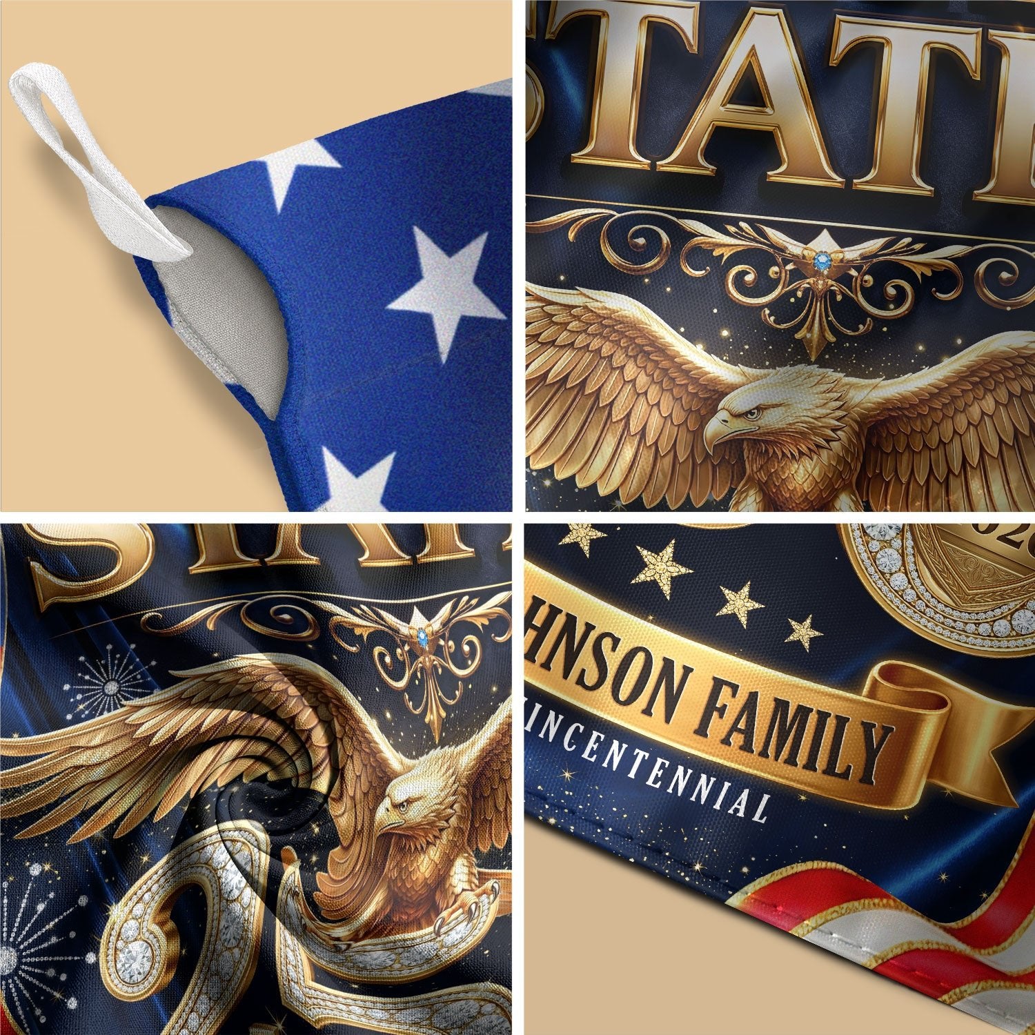 Custom Family Name 1776-2026 United States Patriot Eagle Garden Flag - Anniversary Decor - Rust Field Wear