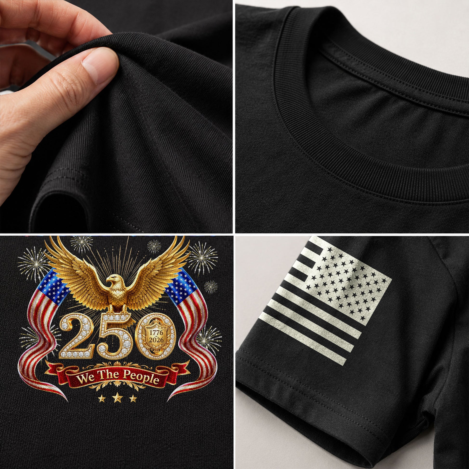 United States 250 Years 1776-2026 T-Shirt - Golden Eagle Patriotic Fireworks Luxury Tee - Rust Field Wear