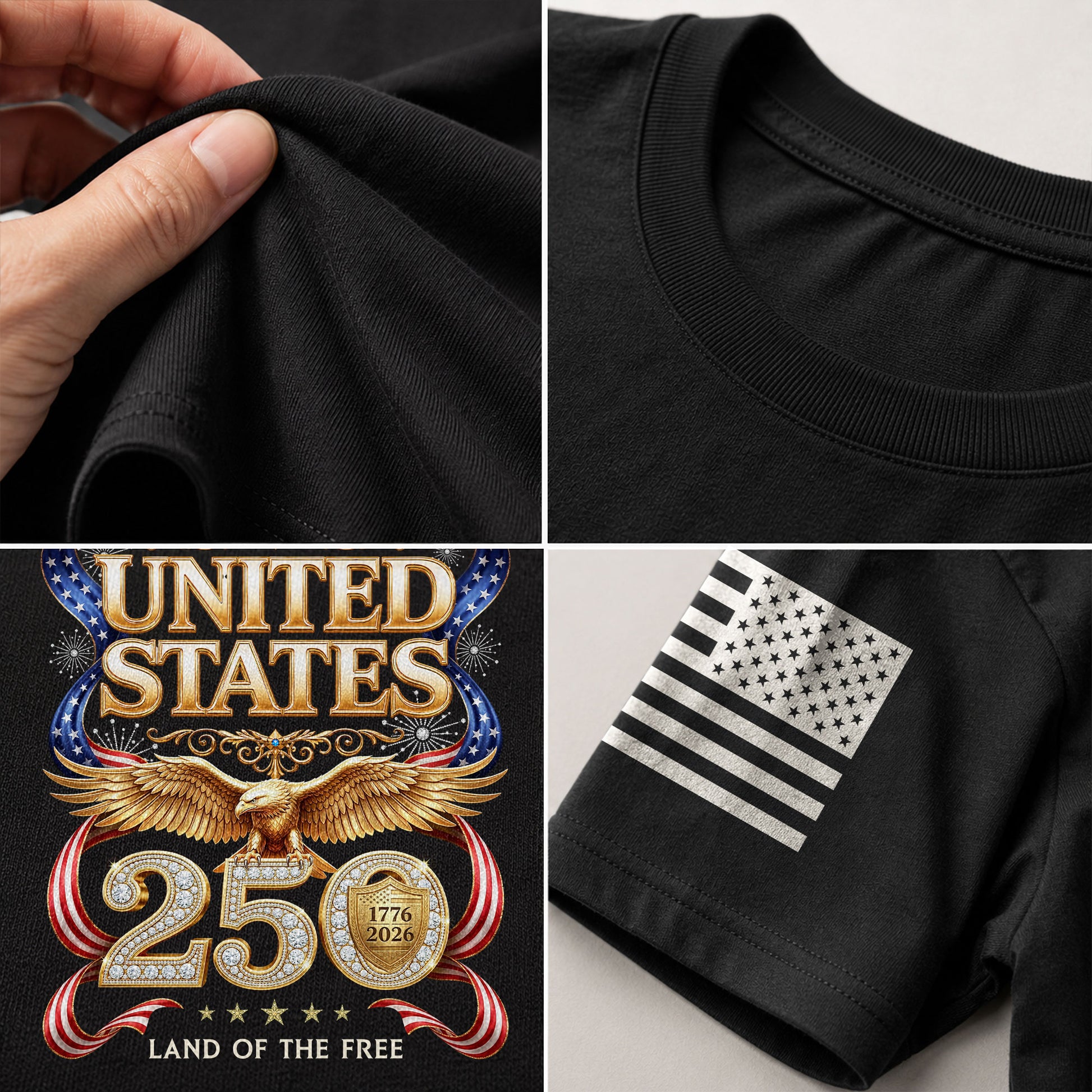 1776-2026 250th Anniversary T-Shirt - United States Golden Eagle Luxury Graphic - Rust Field Wear