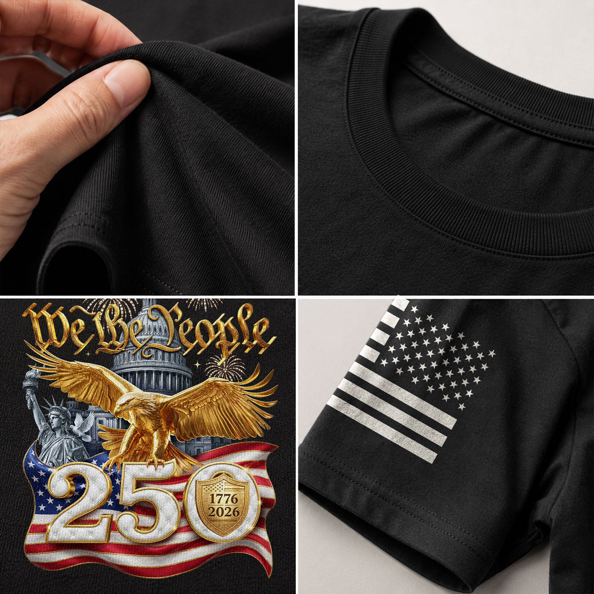 We the People 250 Years 1776-2026 T-Shirt - Capitol Liberty Eagle Patriotic Tee - Rust Field Wear