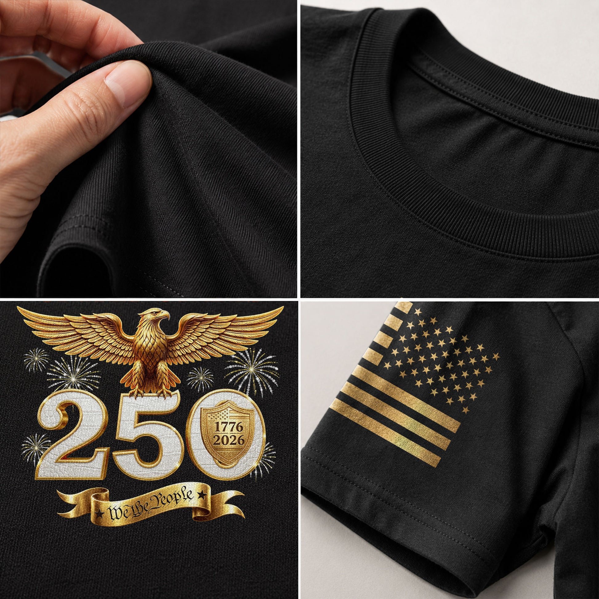 Patriotic 250 Years T-Shirt 1776-2026 - United States Golden Eagle Anniversary Shirt - Rust Field Wear