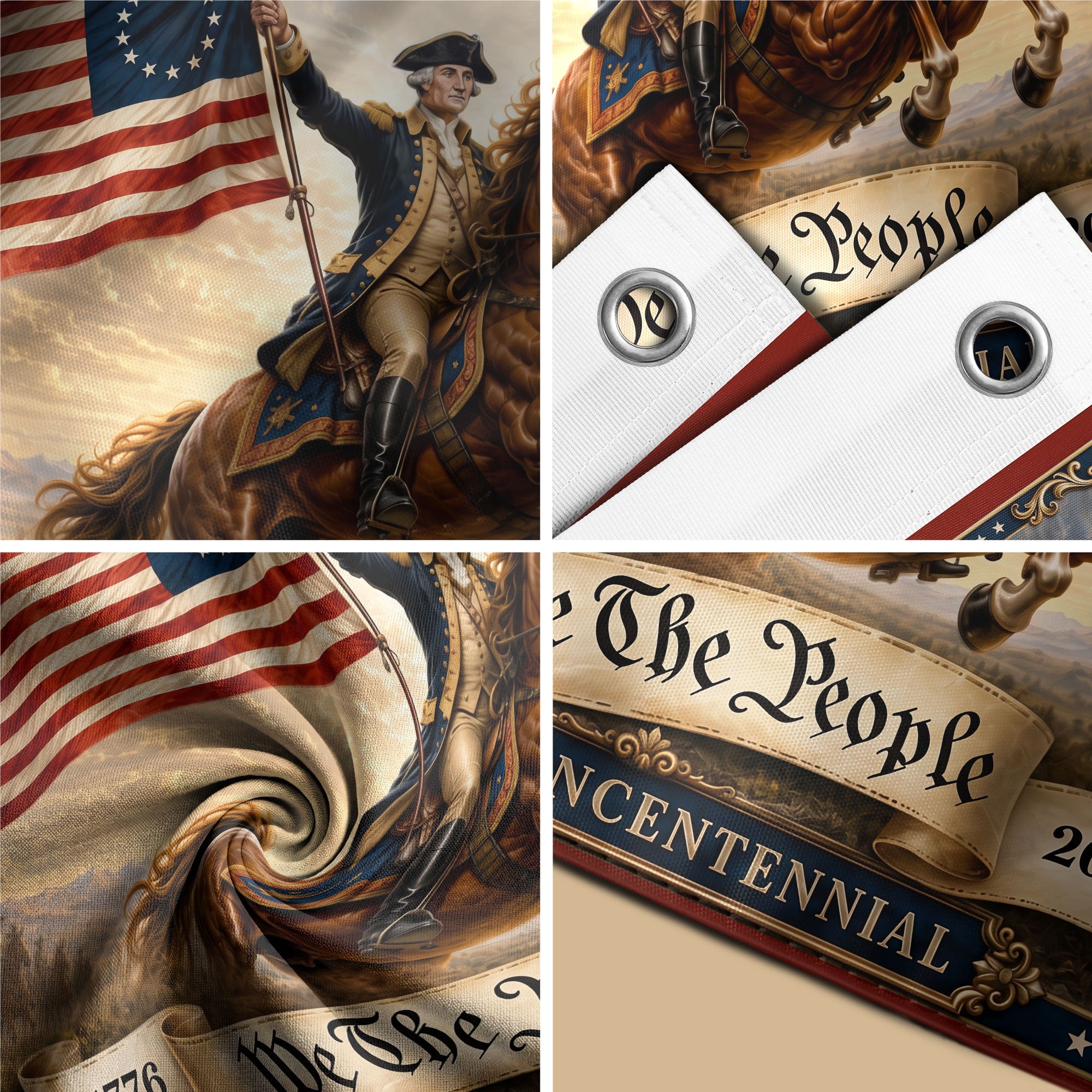 1776-2026 Anniversary Flag George Washington We The People 250 Years Patriotic Banner - Rust Field Wear
