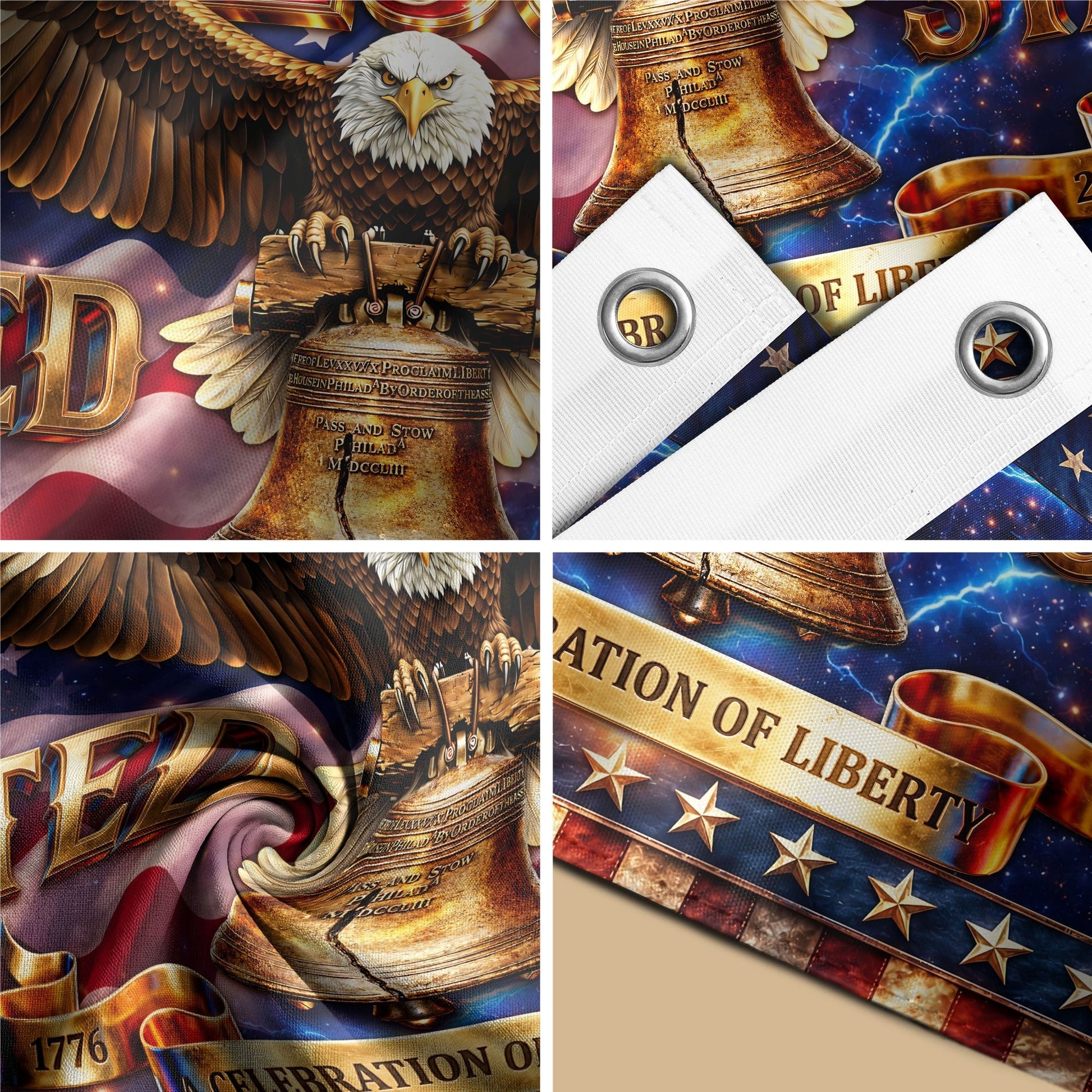United States 250th Anniversary Flag 1776-2026 Celebration of Liberty Eagle Banner - Rust Field Wear