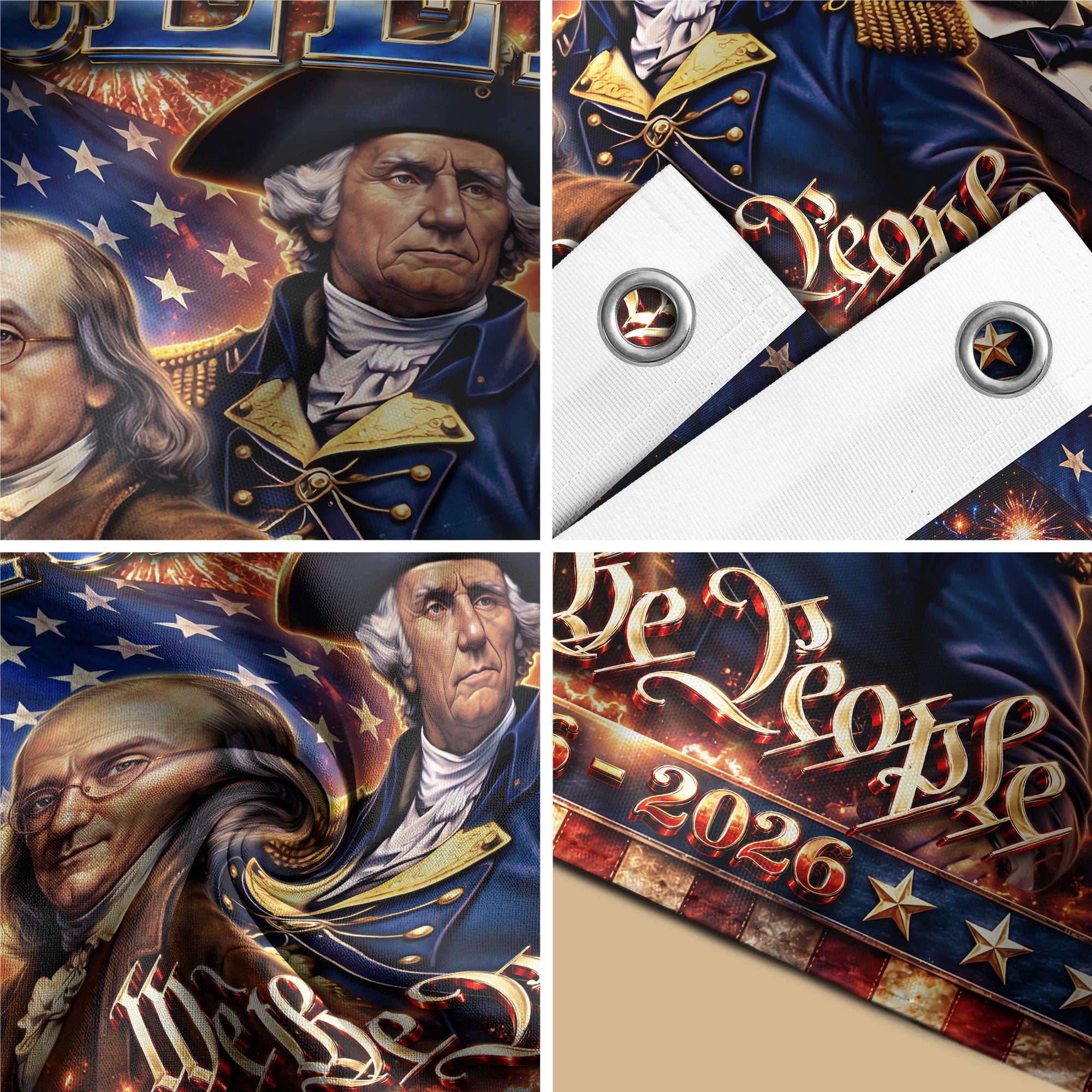250 Years of Freedom Flag 1776-2026 Patriotic US Founding Fathers We The People Banner - Rust Field Wear