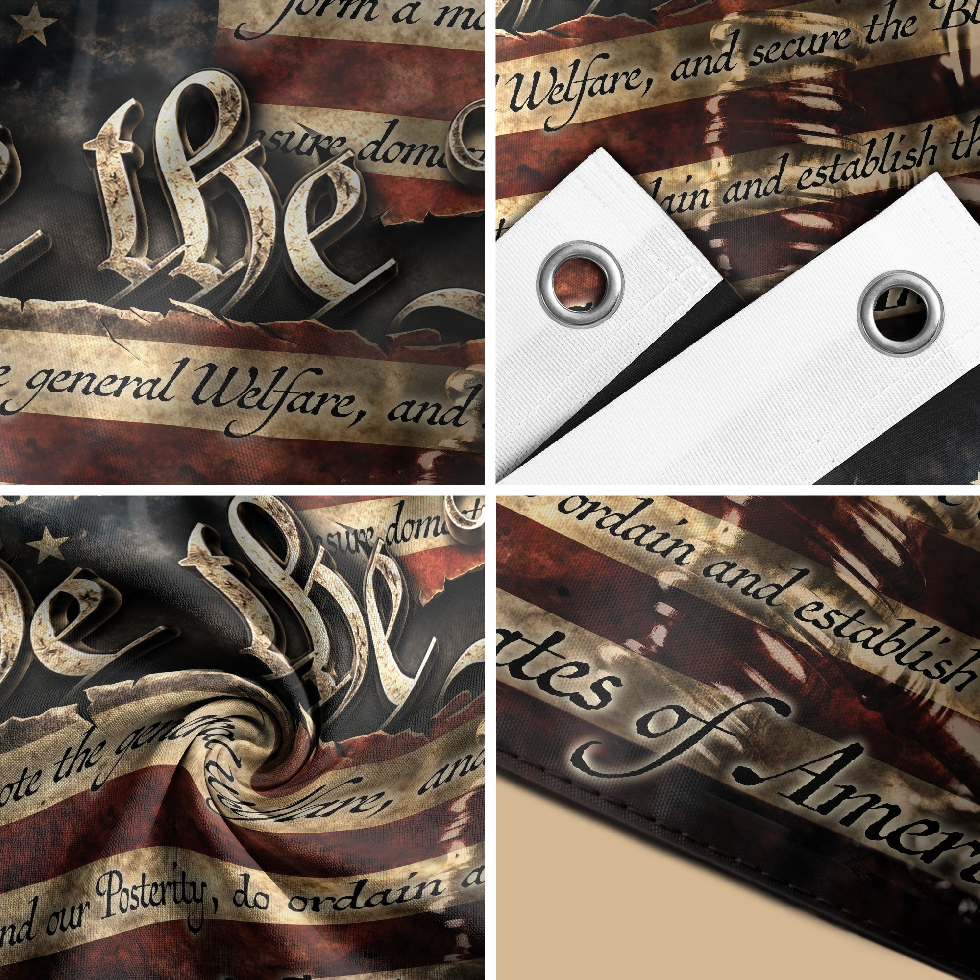 250 Years 1776-2026 American Flag We The People Constitution Preamble Patriotic Banner - Rust Field Wear