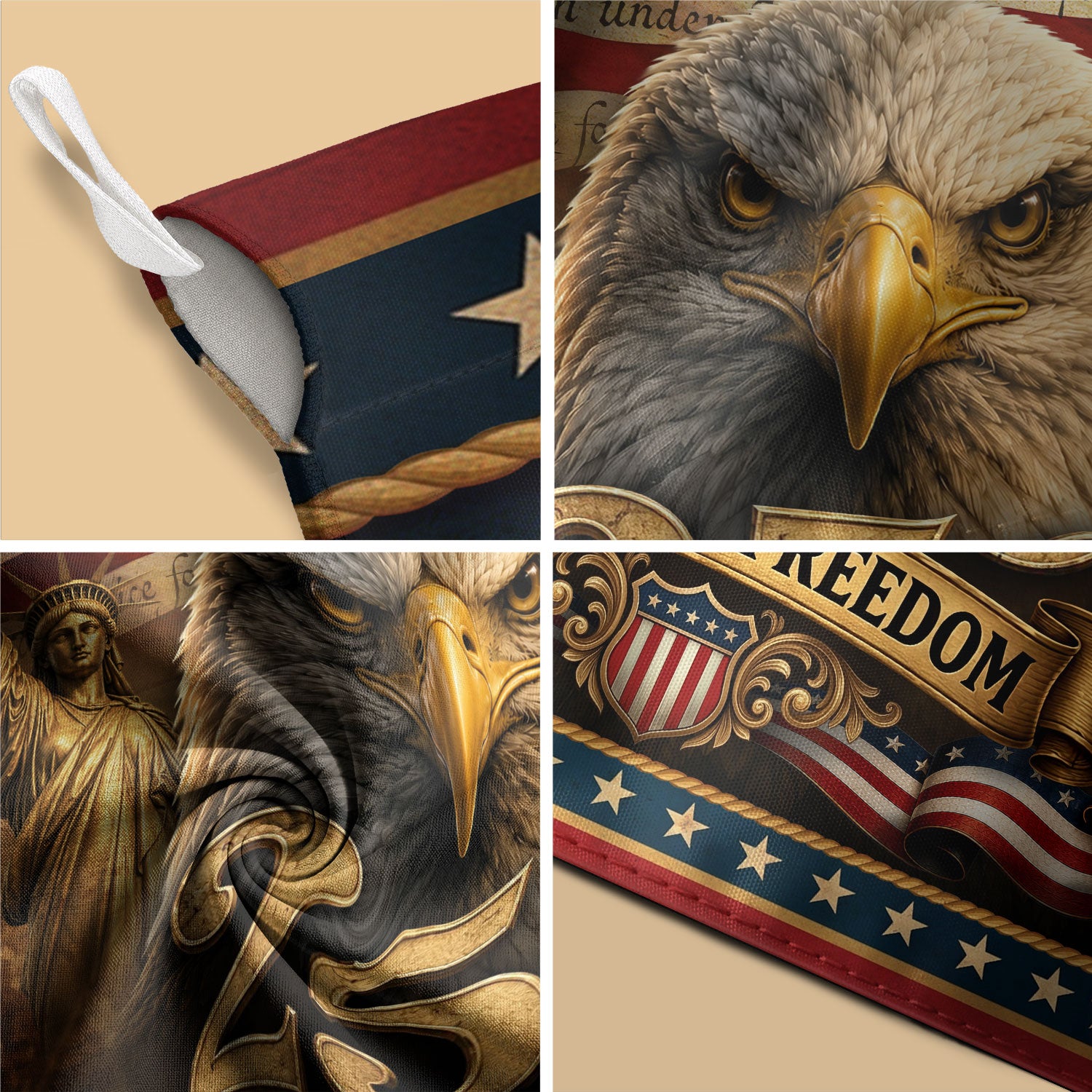 USA 250 Years of Freedom House Flag - Pledge of Allegiance & Patriotic Eagle Banner - Rust Field Wear