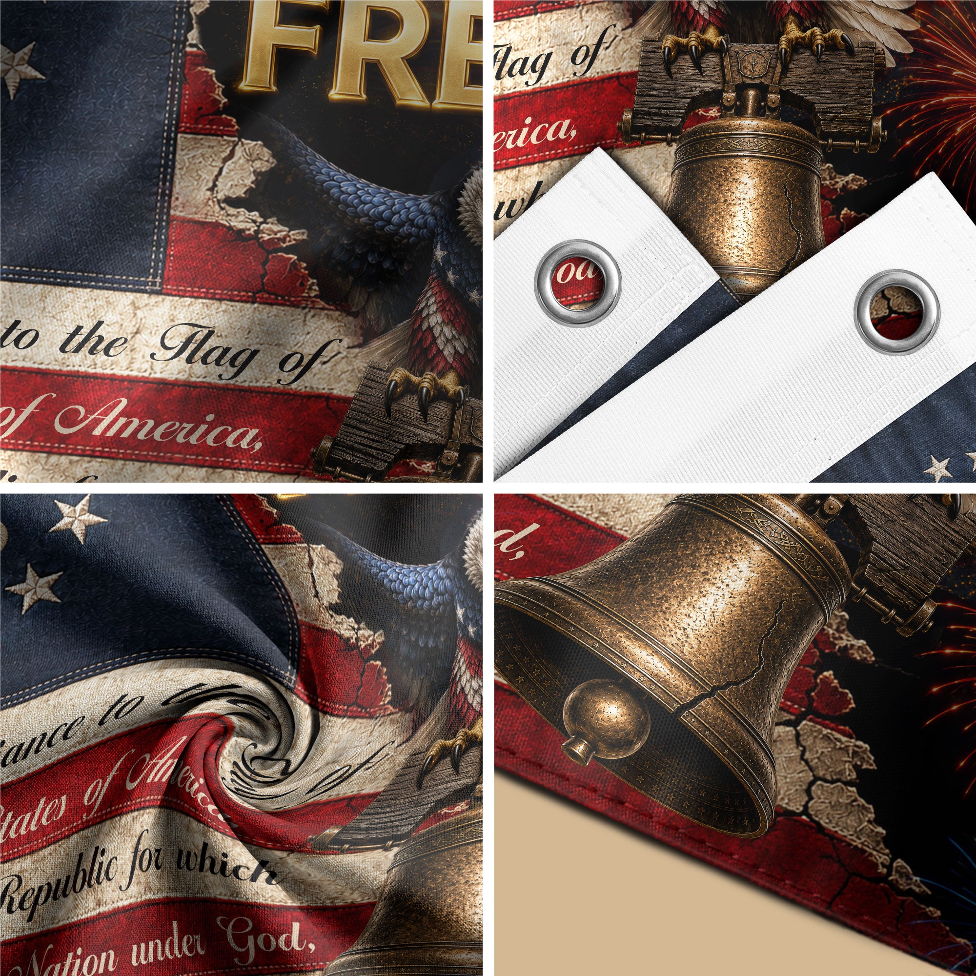 250 Years of Freedom Flag 1776-2026 Pledge of Allegiance Statue of Liberty US Banner - Rust Field Wear