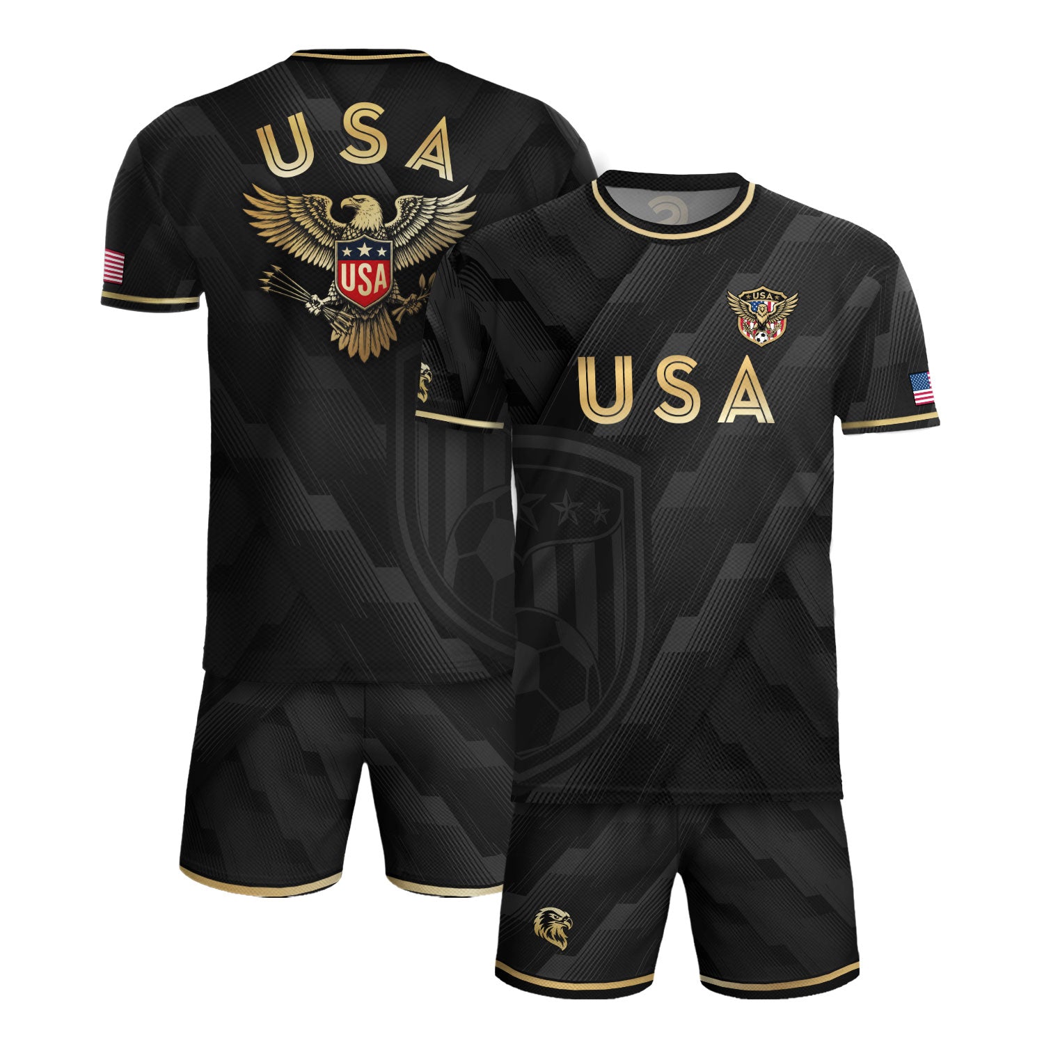 Black USA Soccer Jersey Eagle Patriotic United States Football Shirt Men Women Gift