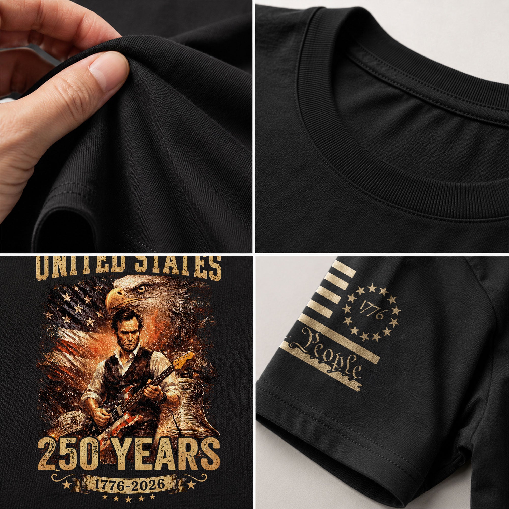 Bald Eagle Liberty Bell Lincoln Guitar Shirt Vintage 1776 2026 Patriotic US Flag Tee - Rust Field Wear