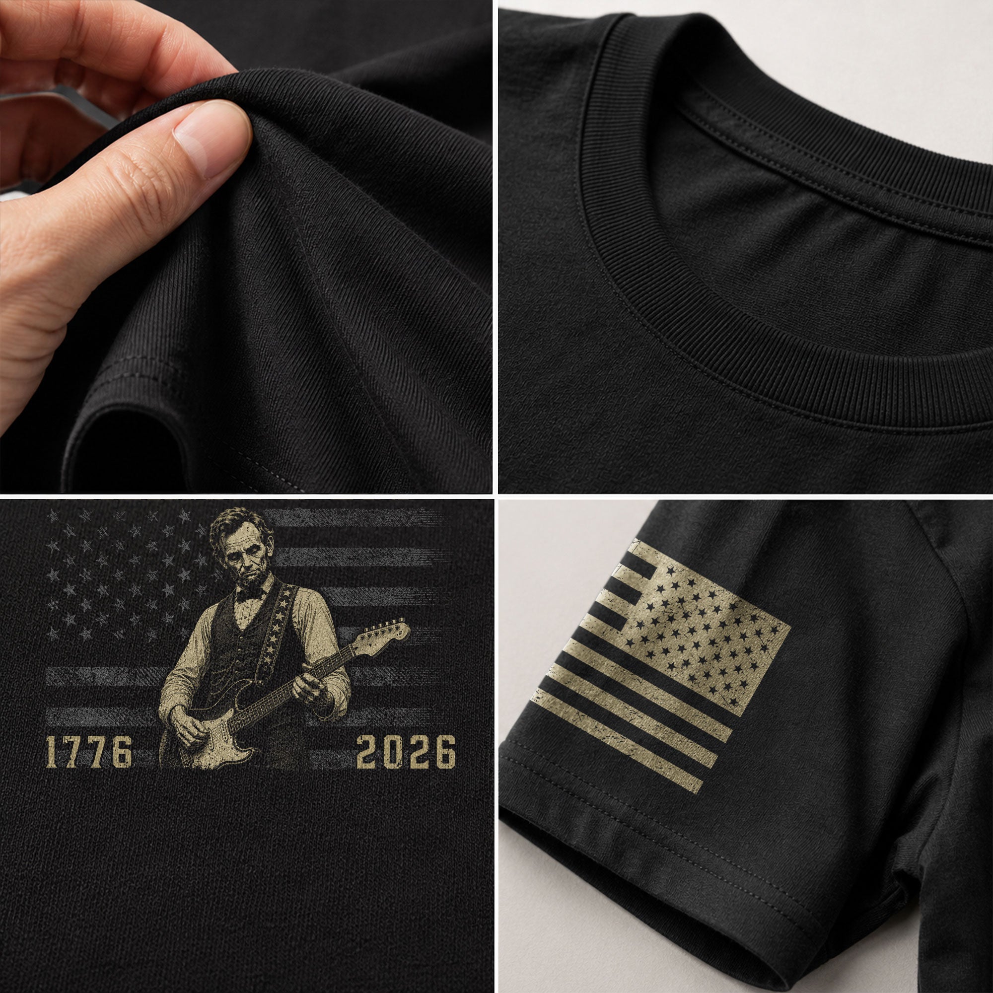 America’s 250th Anniversary Patriotic US Flag Shirt Vintage Abraham Lincoln Guitar Tee - Rust Field Wear