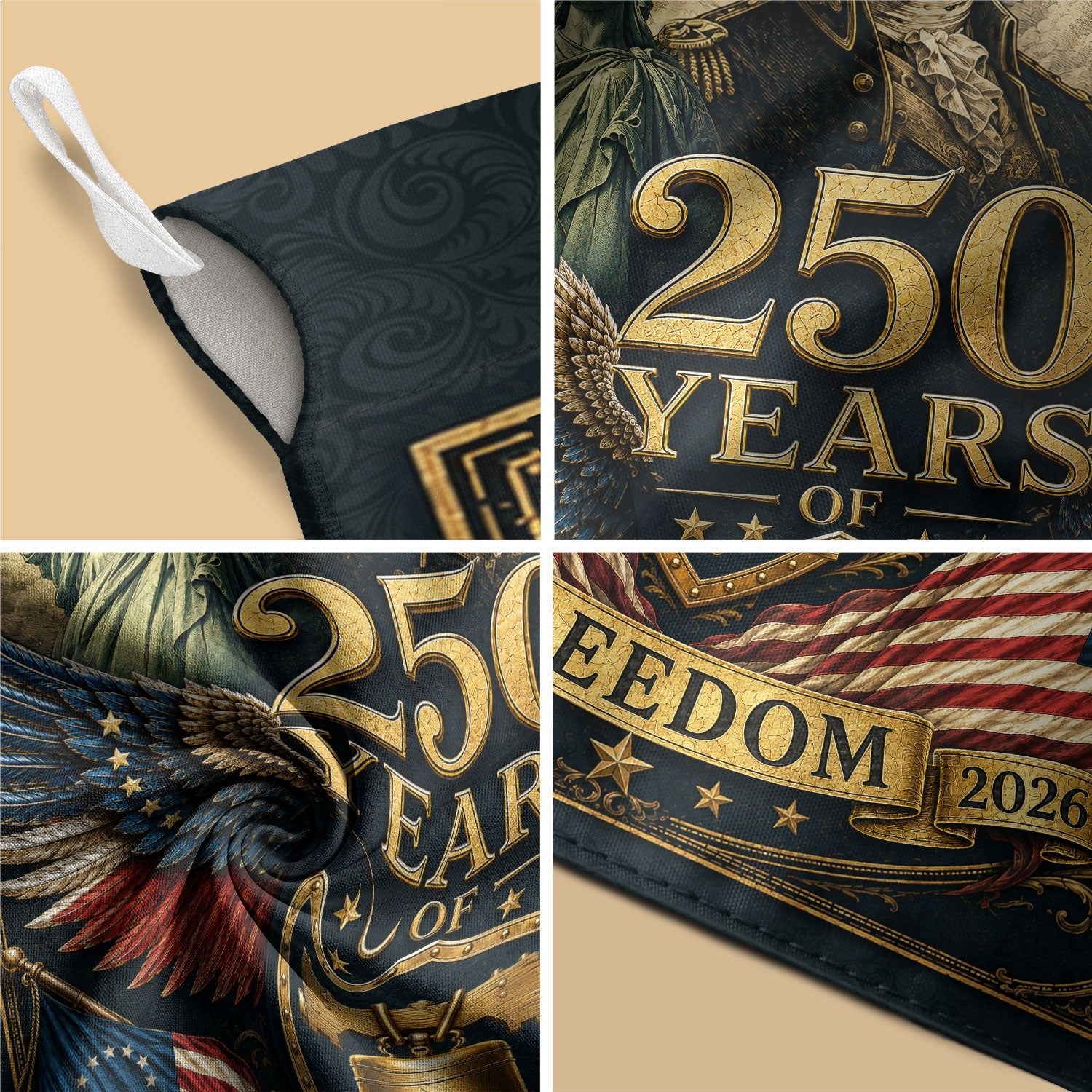 250 Years of Freedom Garden Flag 1776-2026 George Washington Liberty Bell Patriotic Decor - Rust Field Wear